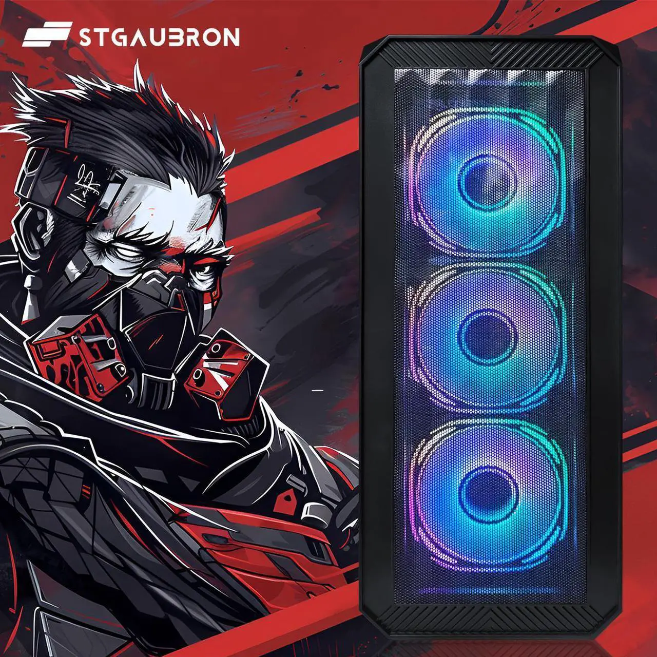 Alt view image 2 of 5 - STGAubron Gaming PC Computer Desktop, 13th Gen Intel Core i5-13400F up to 4.6G, GeForce RTX 3050 6G, 16G DDR4, 512G SSD, RGB Fan x4, WiFi 6 & BT 5.2, Windows 11 Home