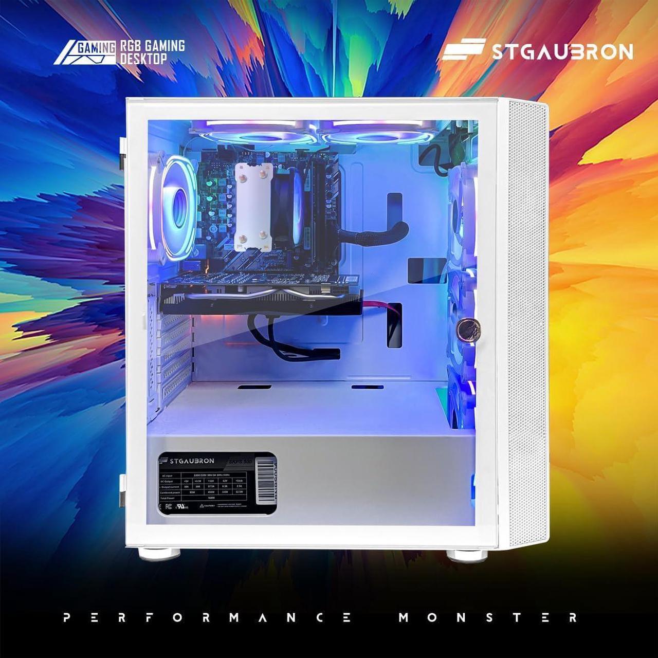 Alt view image 3 of 5 - STGAubron Gaming PC Computer Desktop, AMD Ryzen 5 5500 up to 4.2GHz, GeForce RTX 2060 Super 8G,16GB DDR4 RAM, 1TB SSD, WiFi 6 5G Supported & BT 5.2, RGB Fan x6, Windows 11 Home