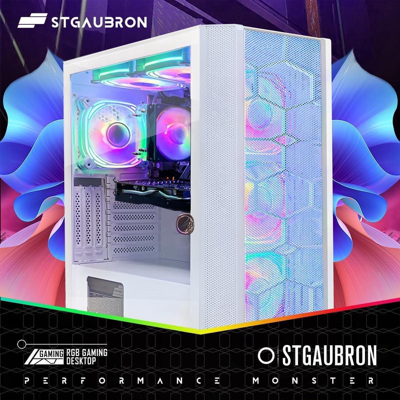 Alt view image 2 of 5 - STGAubron Gaming PC Computer Desktop, AMD Ryzen 5 5500 up to 4.2GHz, GeForce RTX 2060 Super 8G,16GB DDR4 RAM, 1TB SSD, WiFi 6 5G Supported & BT 5.2, RGB Fan x6, Windows 11 Home