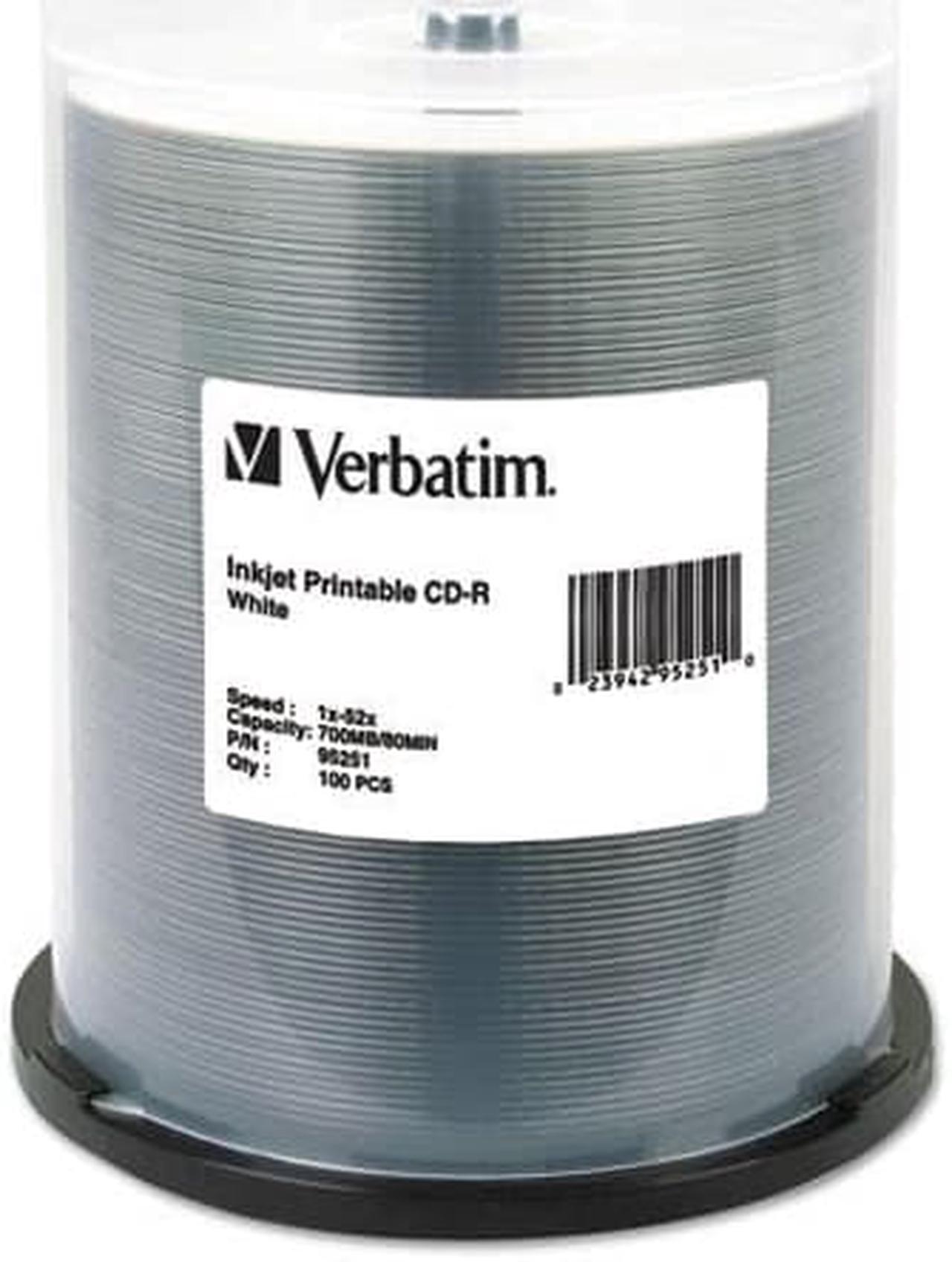 Alt view image 5 of 5 - Verbatim CD-R 700MB 52X White Inkjet Printable - 100pk Spindle