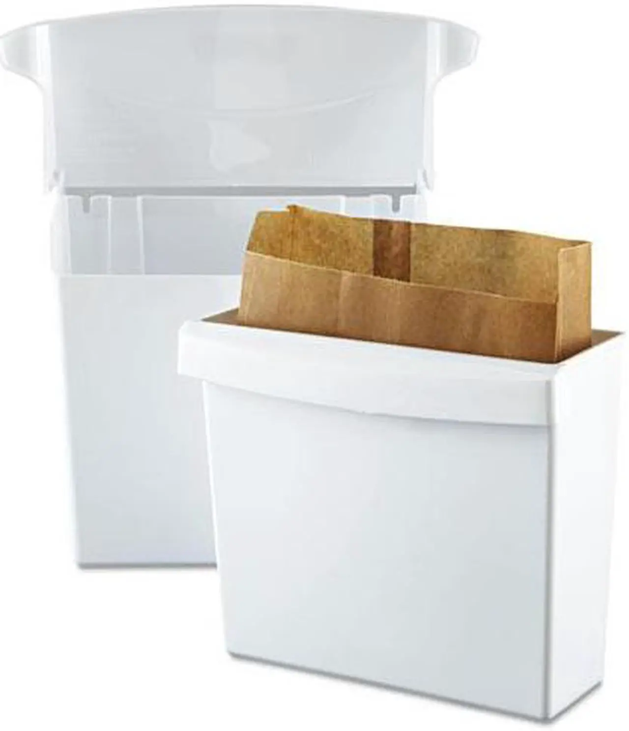 Alt view image 4 of 20 - Sanitary Napkin Receptacle with Rigid Liner Rectangular Plastic White