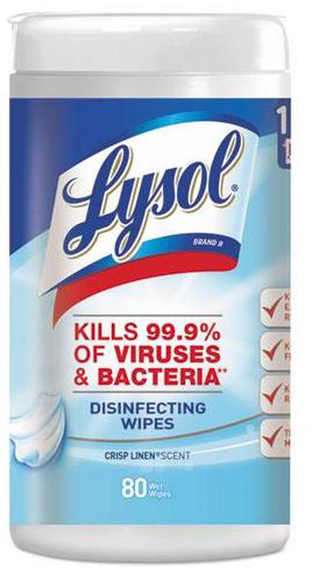 Alt view image 4 of 13 - LYSOL Brand Disinfecting Wipes Crisp Linen Scent 7 x 8 80/Canister 6 Canister/Carton 89346CT