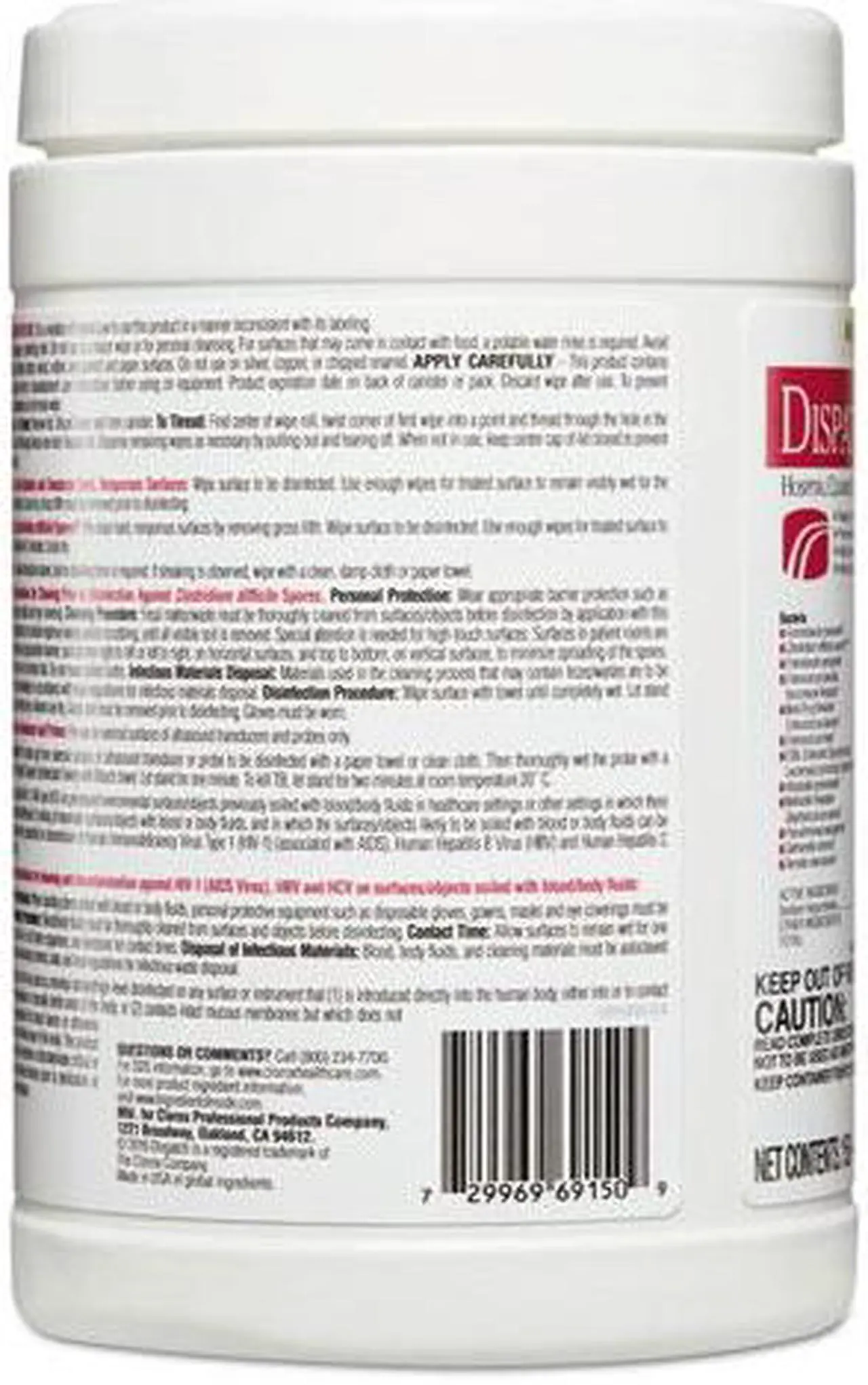 Alt view image 12 of 20 - Clorox CLO 69150 Dispatch Hospital Cleaner Disinfectant Towels with Bleach Wipes Canister (150 CT.)