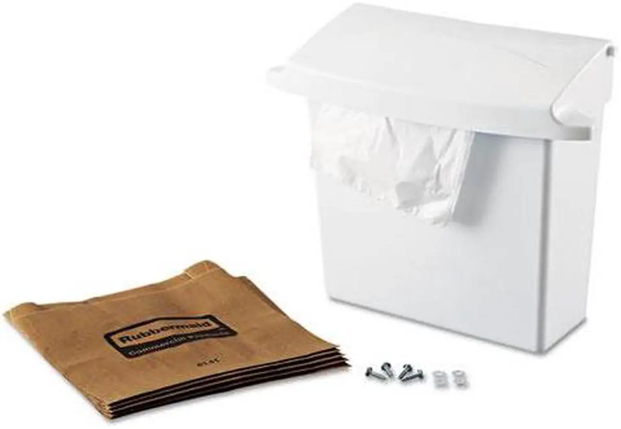 Alt view image 3 of 20 - Sanitary Napkin Receptacle with Rigid Liner Rectangular Plastic White