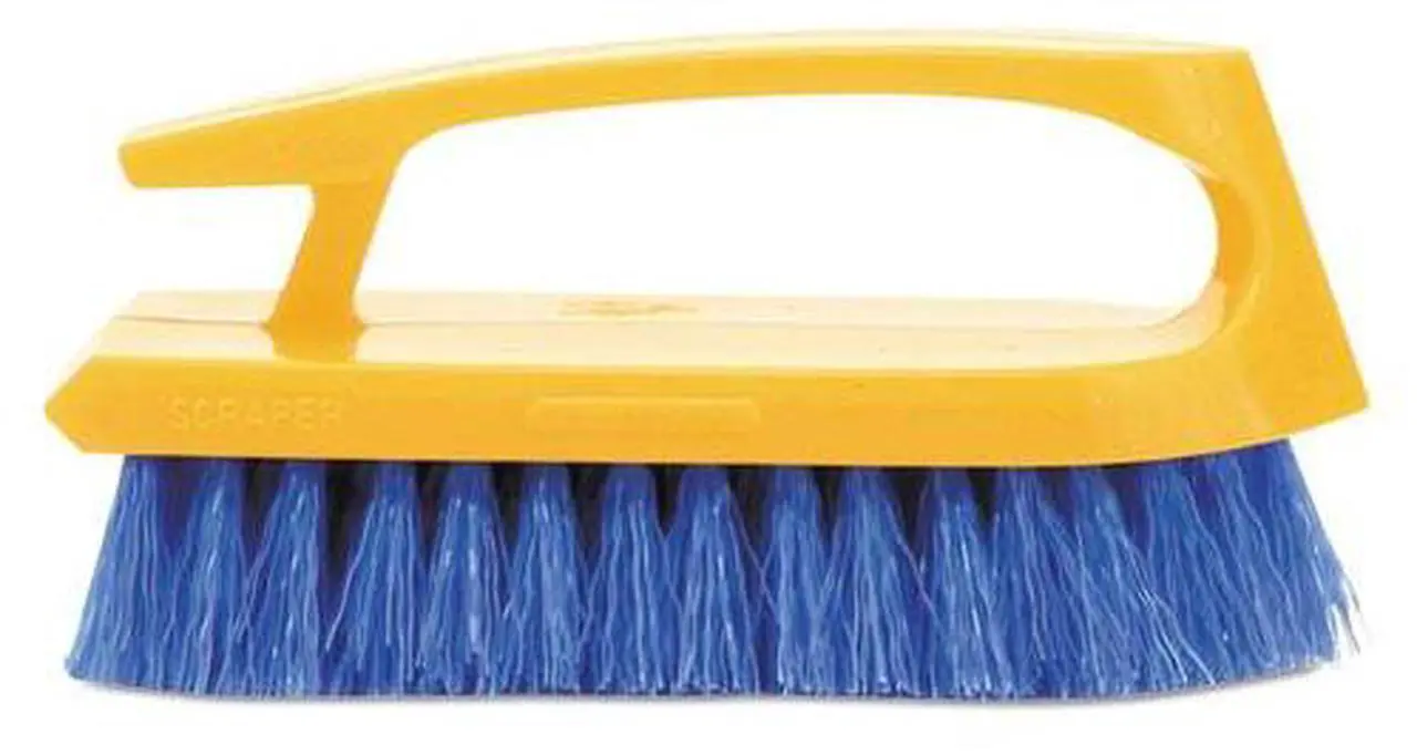 Alt view image 5 of 20 - Rubbermaid Commercial Long Handle Scrub Brush 6" Brush Yellow Plastic Handle/Blue Bristles 6482COB
