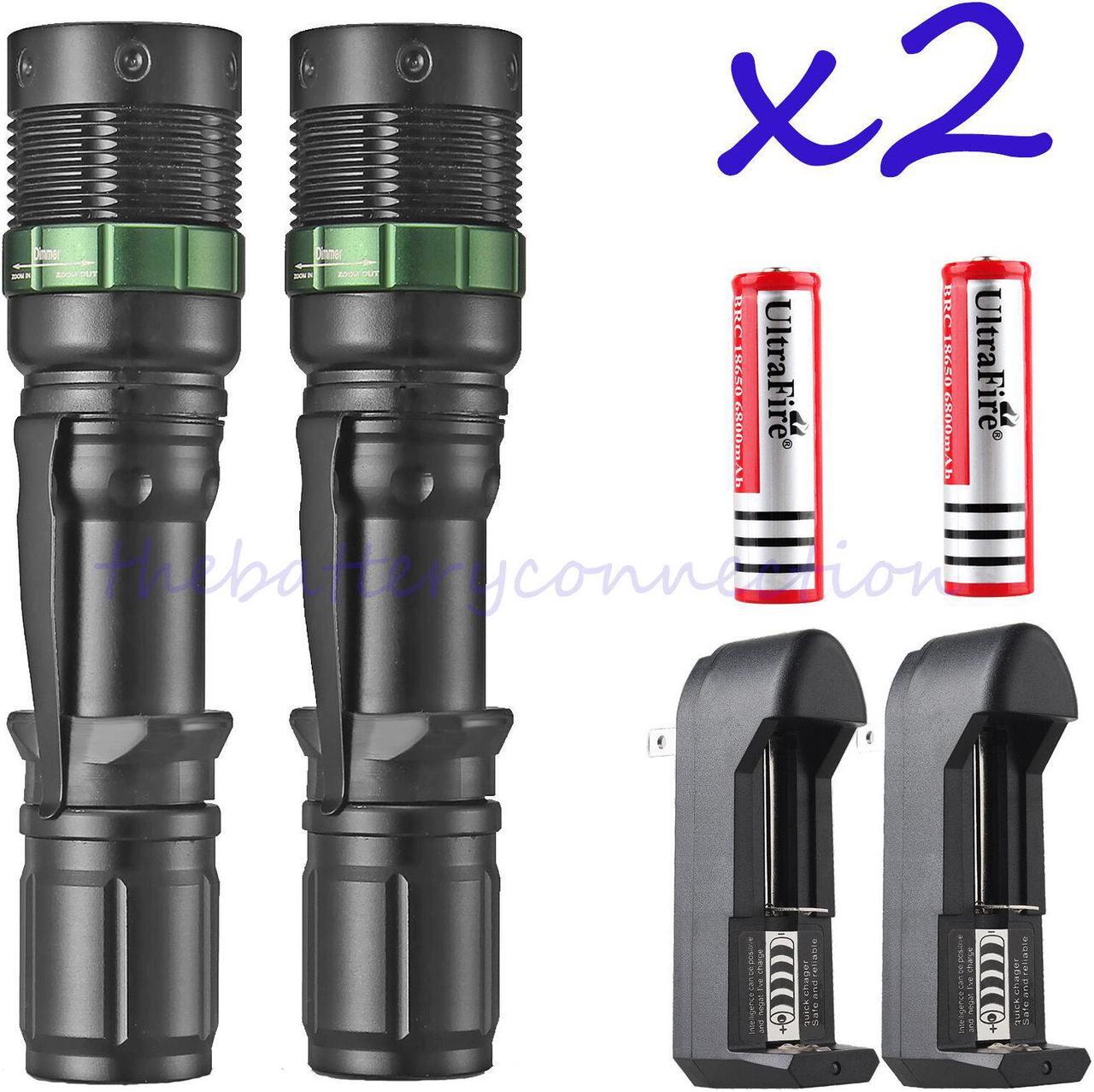 Main image of 2X 10000 Lumen Zoomable CREE XML T6 LED Flashlight Torch Tactical Light Aluminum
