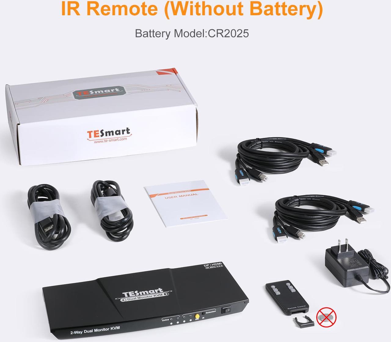 Alt view image 8 of 8 - TESmart KVM Switch HDMI+DisplayPort ,2 In 2  Out ,Dual Monitor KVM Switch ,support 4K 3840*2160@60Hz  with Audio interface and USB 2.0