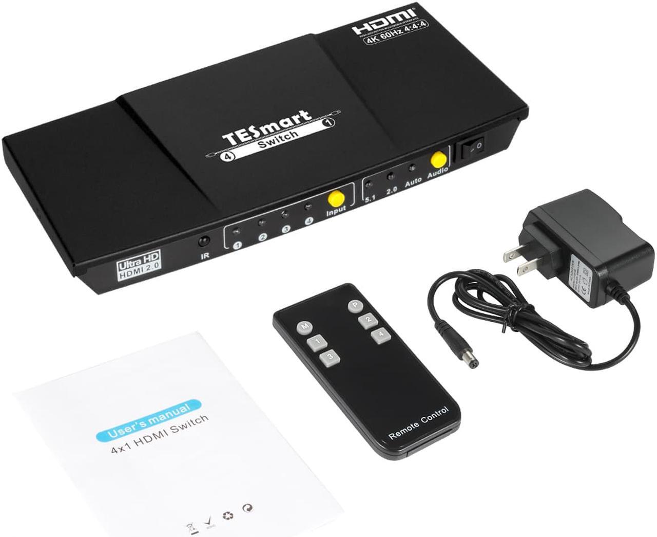Alt view image 7 of 14 - TESmart 4x1 HDMI Switch Ultra HD supports 4K@60Hz 4: 4: 4, 4-port HDMI switch 3DTV pass-through, Support S/PDIF and L/R audio out and IR remote control, For Xbox 360/One, PS4/PS3