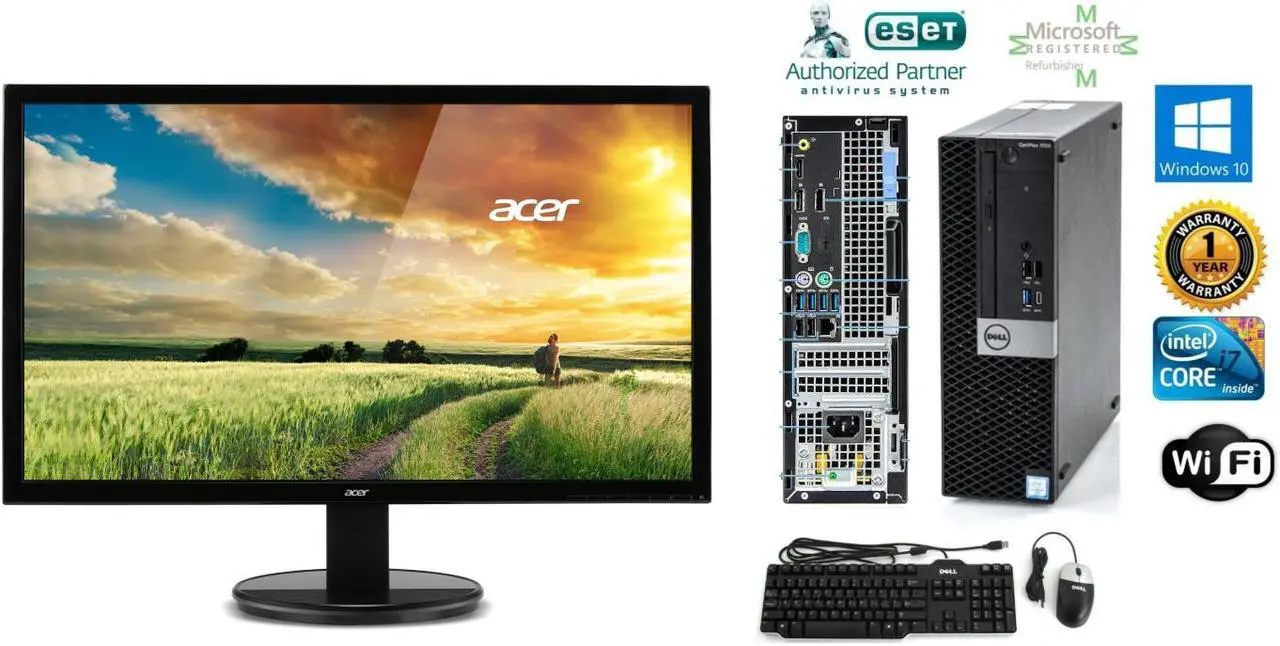 Main image of Dell 7050 PC SFF Desktop i7 7700 3.40g 32GB NEW 240gb SSD Win 10 HDMI Monitor
1 year warranty