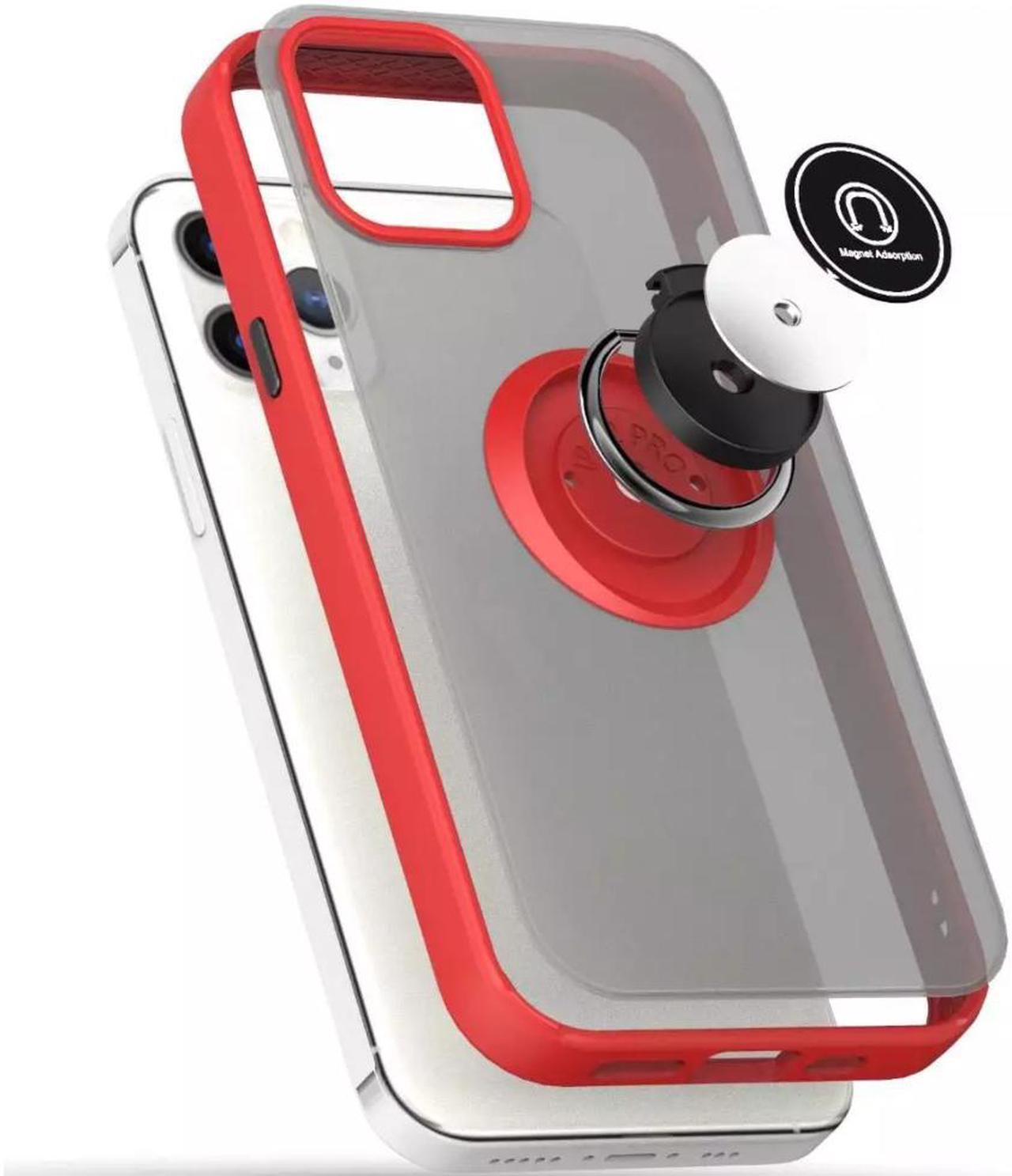Alt view image 2 of 4 - IC-E Frosted Translucent Case with Magnetic Ring Kickstand for iPhone 13 PRO BLACK