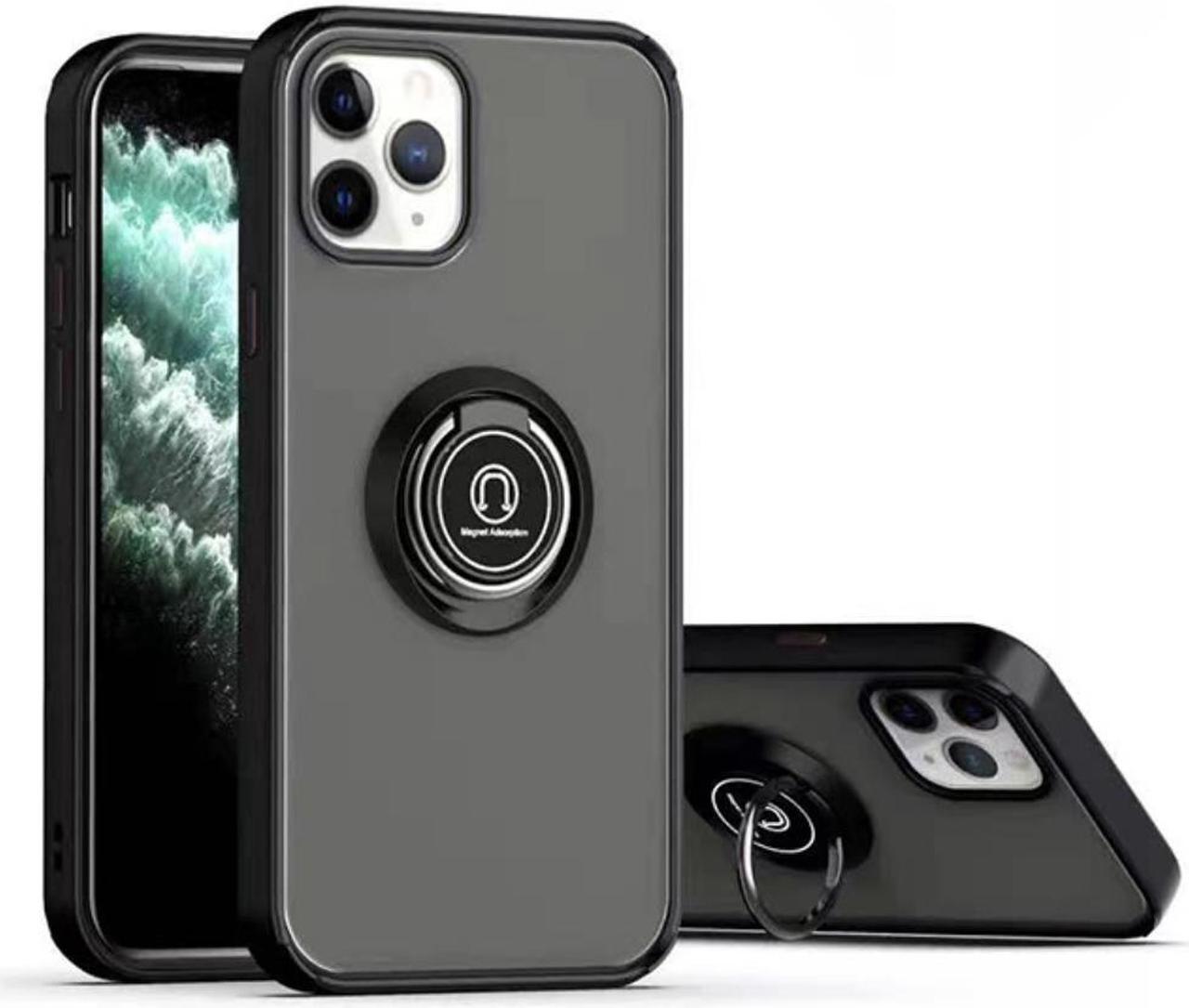 Main image of IC-E Frosted Translucent Case with Magnetic Ring Kickstand for iPhone 13 PRO BLACK