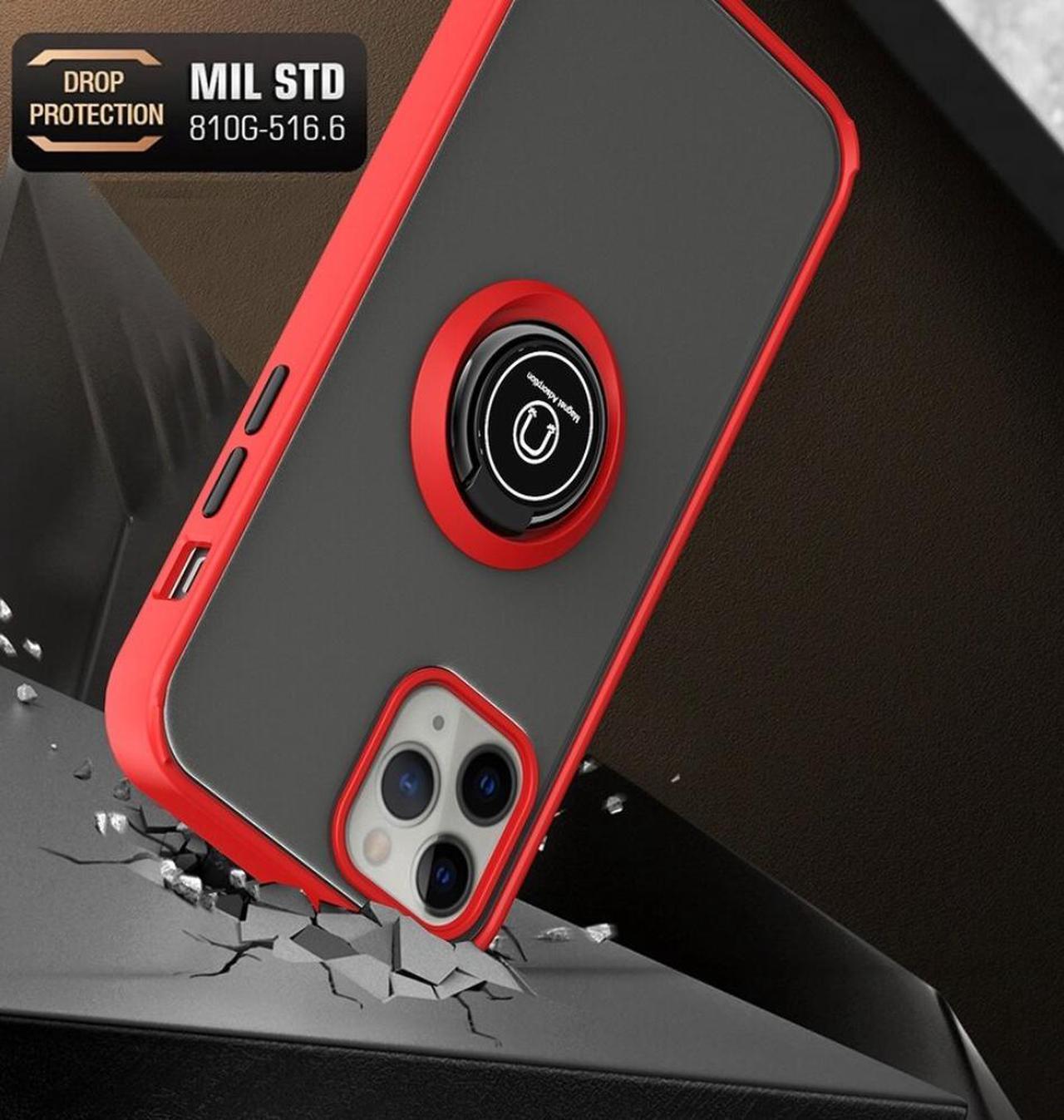 Alt view image 3 of 4 - IC-E Frosted Translucent Case with Magnetic Ring Kickstand for iPhone 13 PRO BLACK