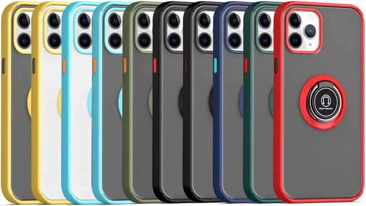 Alt view image 4 of 4 - IC-E Frosted Translucent Case with Magnetic Ring Kickstand for iPhone 13 PRO BLACK
