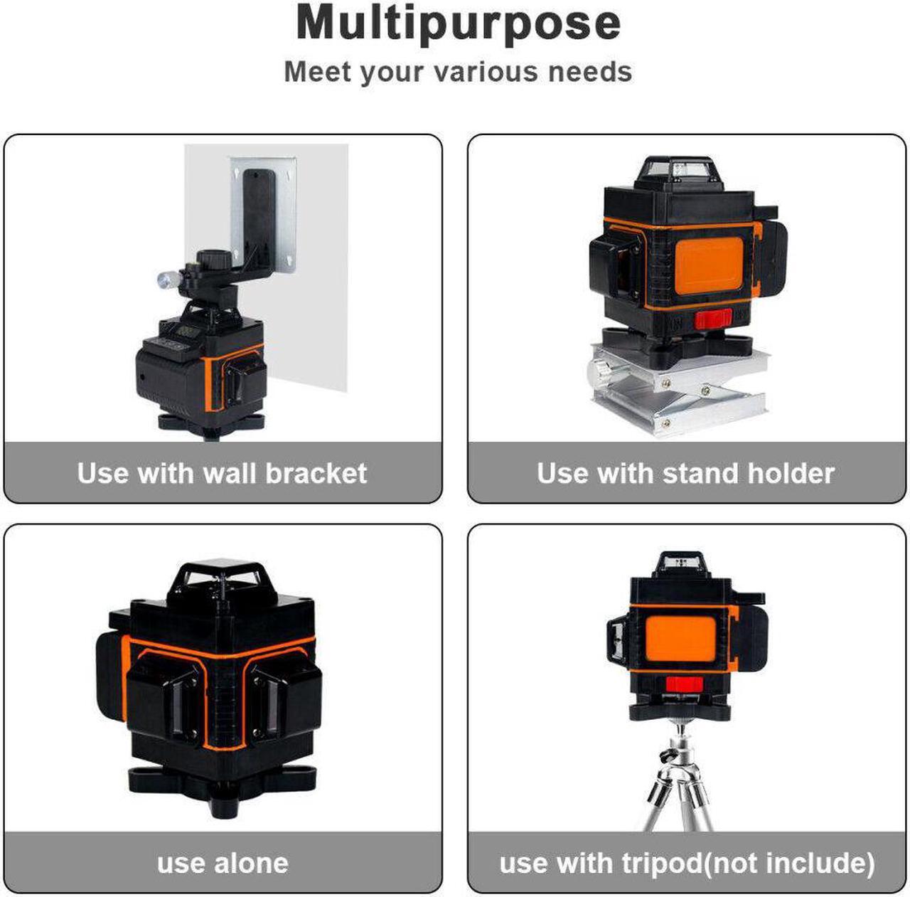 Alt view image 4 of 6 - 16 Lines Green Laser Level Self Leveling 4D 360° Rotary Cross Measure Tool Kit