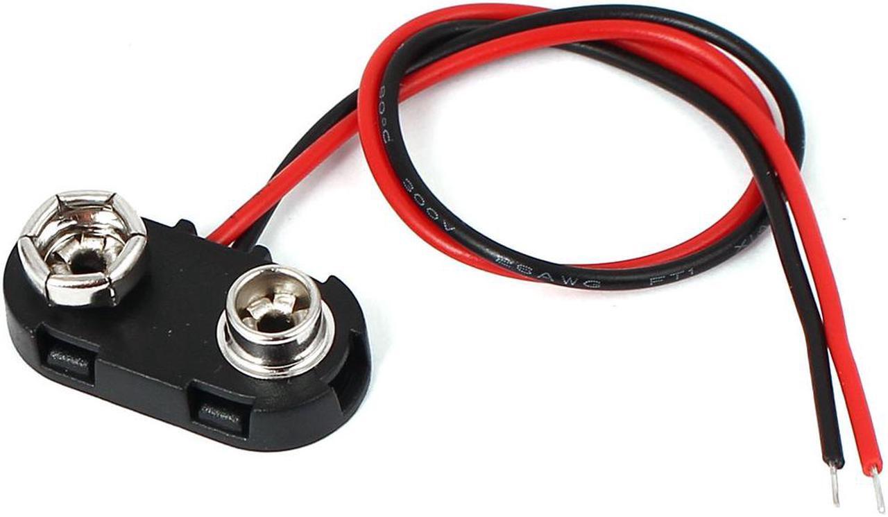Main image of 9V Block Battery Clip Plastic T-type Cap DIY Connector Holder Cable Leads 15cm