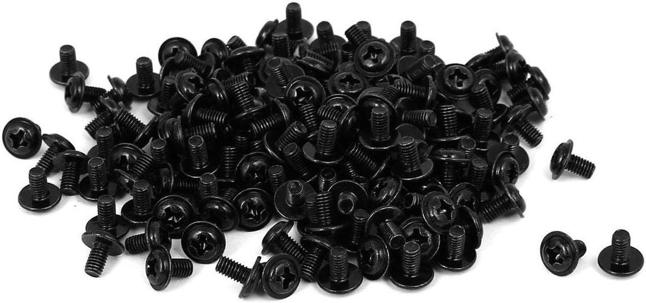 Computer PC Case Phillips Washer Motherboard Screw Black PWM3 x 5mm 200pcs