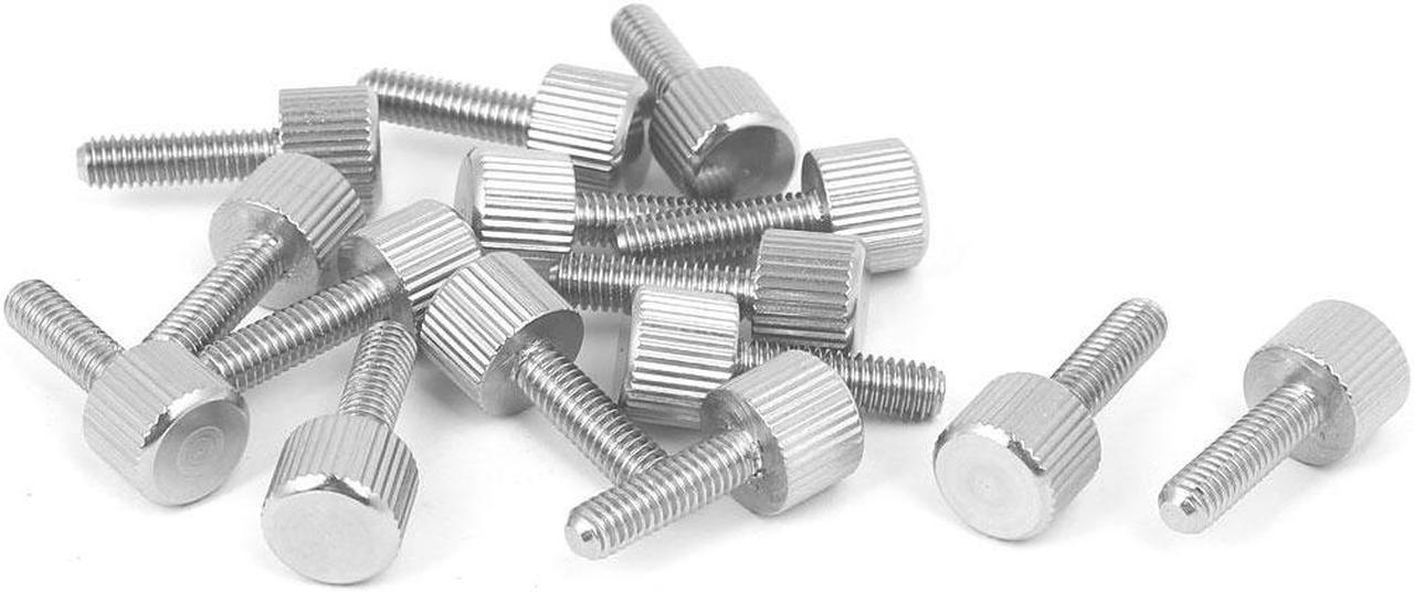 Computer PC Case Stainless Steel Flat Head Knurled Thumb Screw M4 x 14mm 15pcs