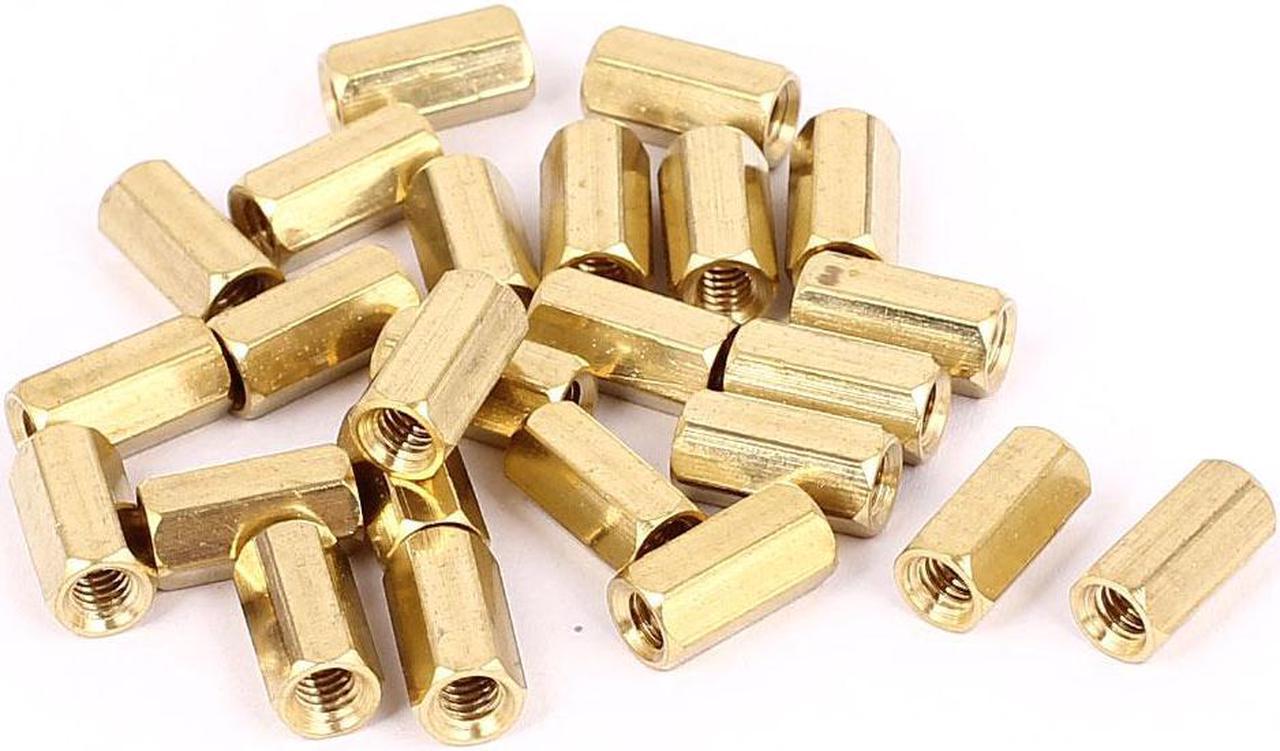 M4 x 12mm Female Thread Brass Hex Standoff Pillar Rod Spacer Coupler Nut 25pcs