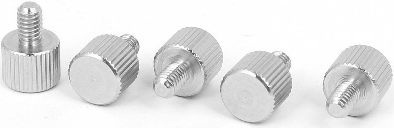 Computer PC Case Stainless Steel Flat Head Knurled Thumb Screw M4 x 6mm 5pcs