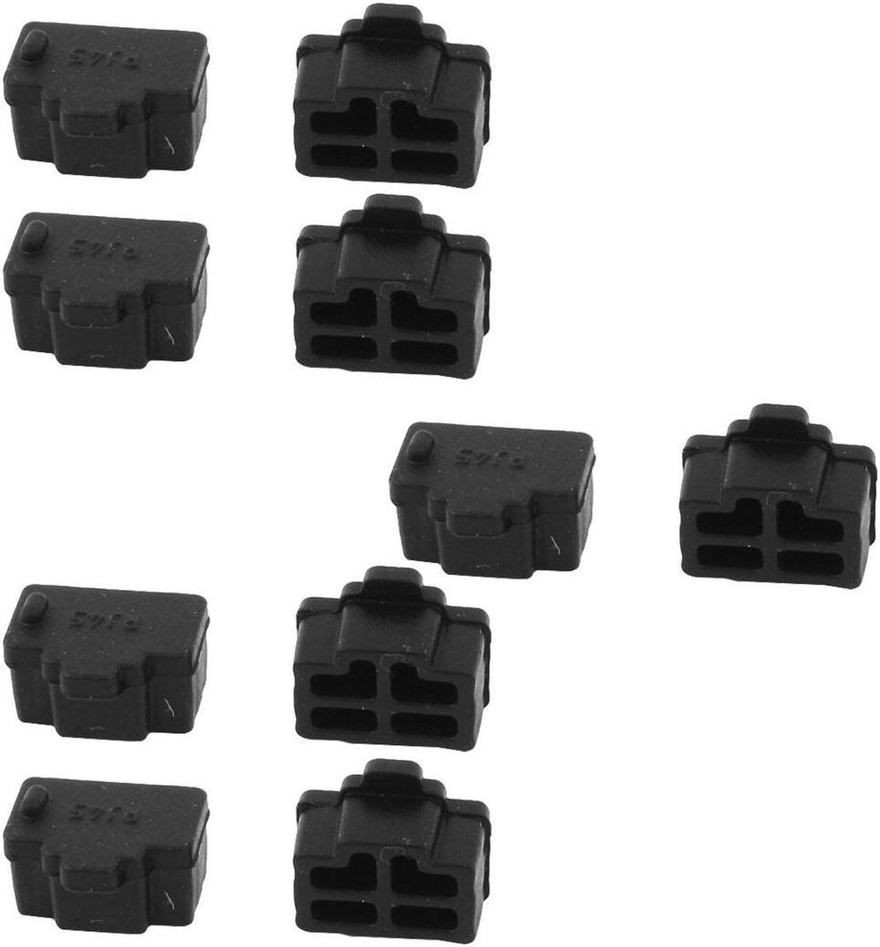 Unique Bargains Black Ethernet Port RJ45 RJ-45 Anti Dust Cover Cap Protector Plug 10Pcs