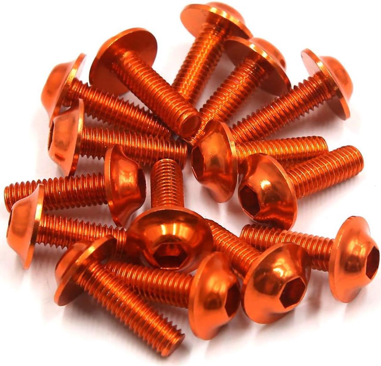 15PCS M6 x 20mm Orange Hexagon License Plates Fairing Bolts Screw for Motorcycle