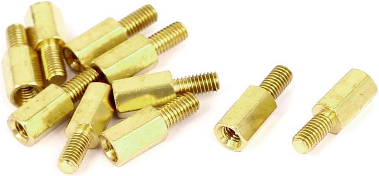 M3x8mm+6mm Male to Female Thread 0.5mm Pitch Brass Hex Standoff Spacer 10Pcs