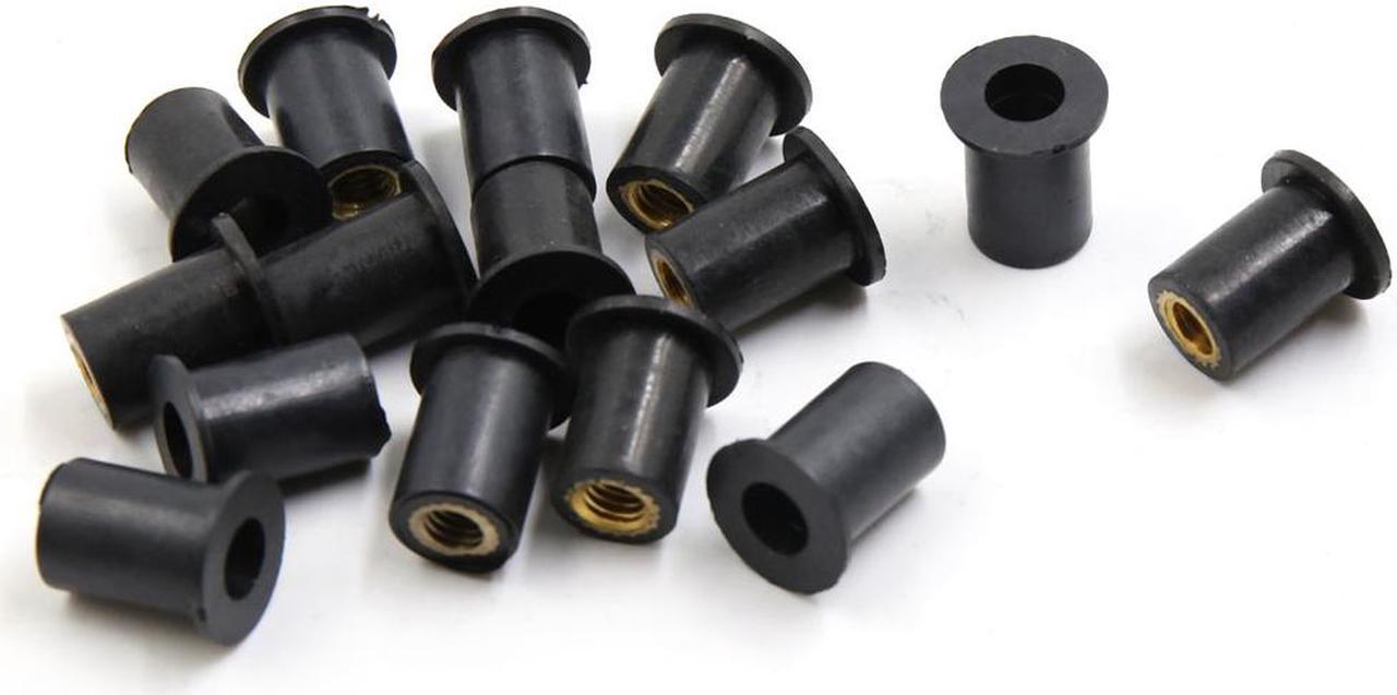 15pcs Black Rubber M5 Motorcycle Windscreen Windshield Fastener Well Nuts