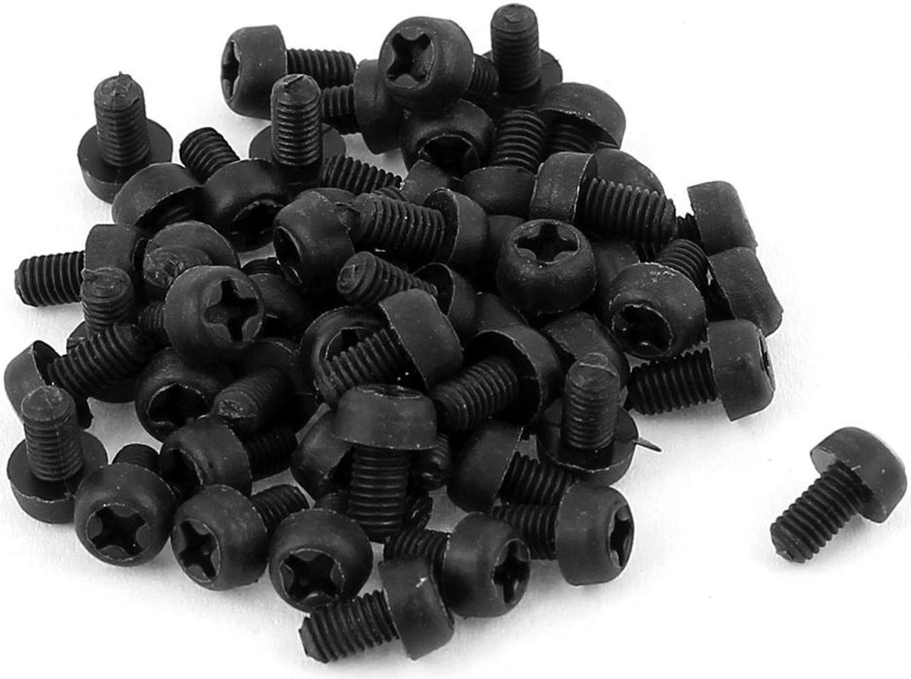 M3 x 5mm Nylon Phillips Cross Pan Head Machine Screws Black 50 PCS