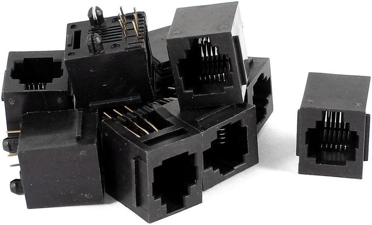 Main image of 10 Pieces Right Angle PCB 6P6C RJ11 Socket Modular Jack Telephone Connector