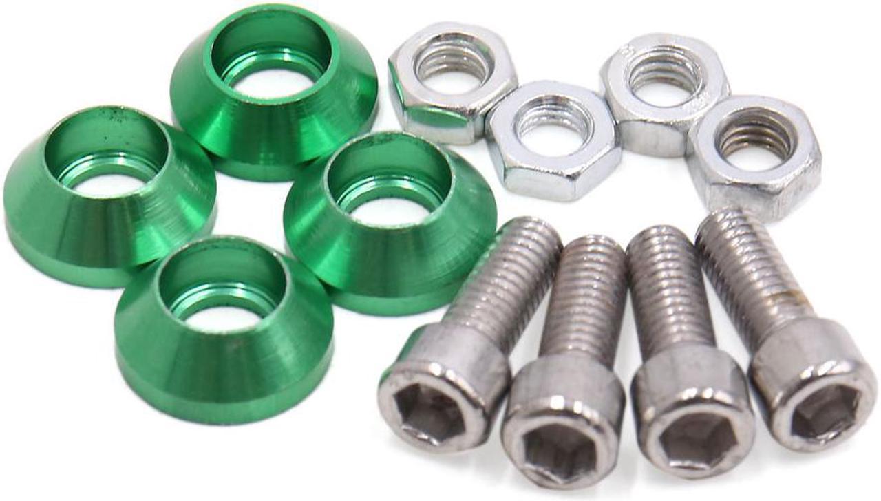 Universal Green Metal Motorcycle Windscreen License Plate M6 Bolts Screw 4Pcs