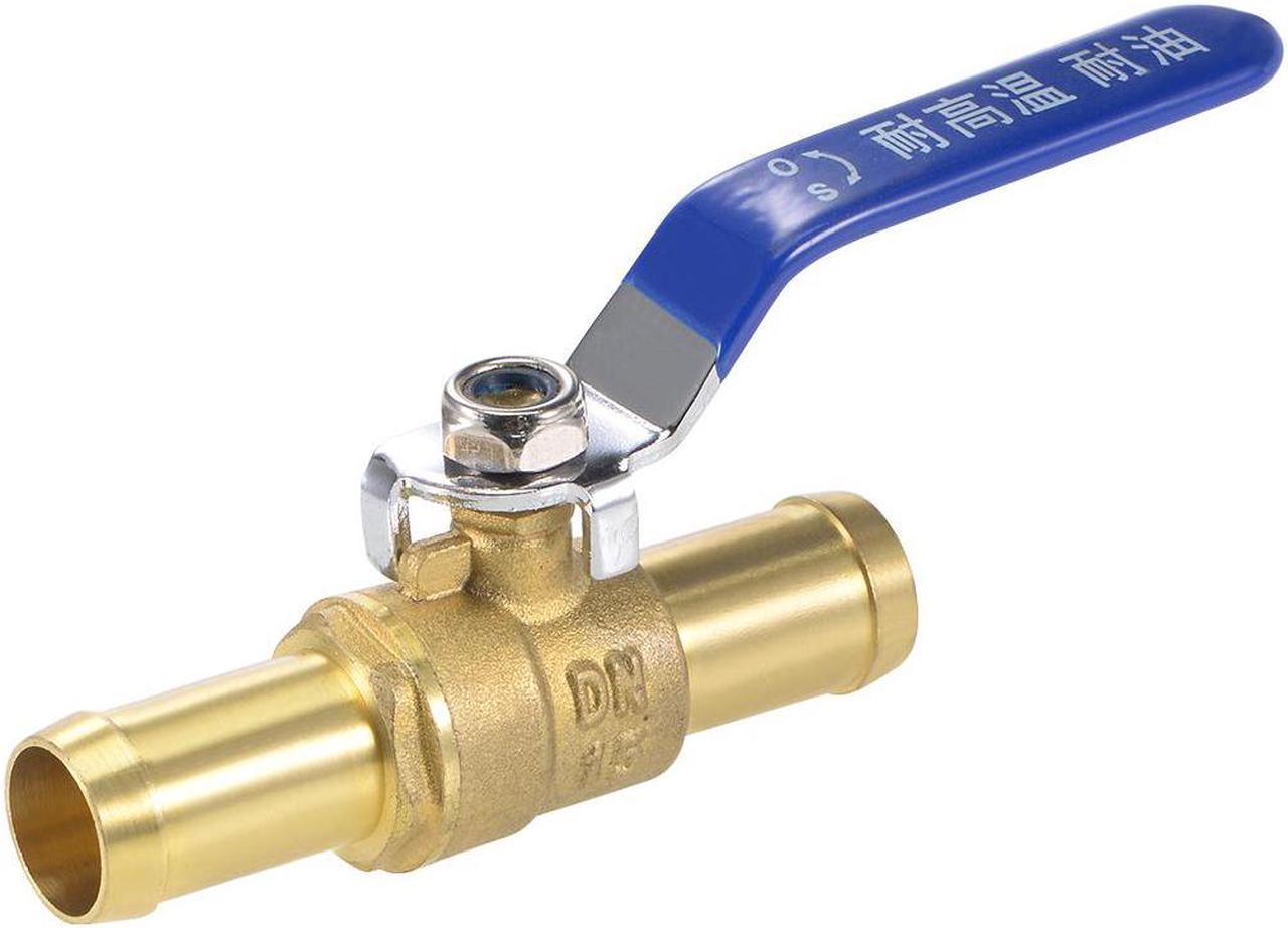 Ball Valve Shut-off Valve, 19mm Hose Barb to 19mm Hose Barb, Hose Pipe Tube Fittings, 90 Degree Operation Handle, Brass Valve, Pack of 1