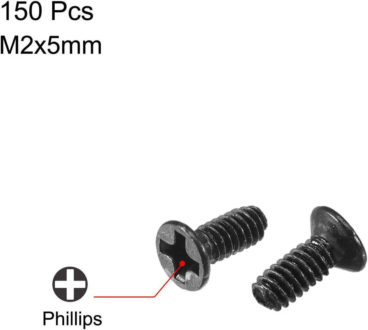 Alt view image 2 of 3 - M2 x 5mm Phillips Screw Fastener Black for Laptop PC TV Fan Audio Switch 150pcs