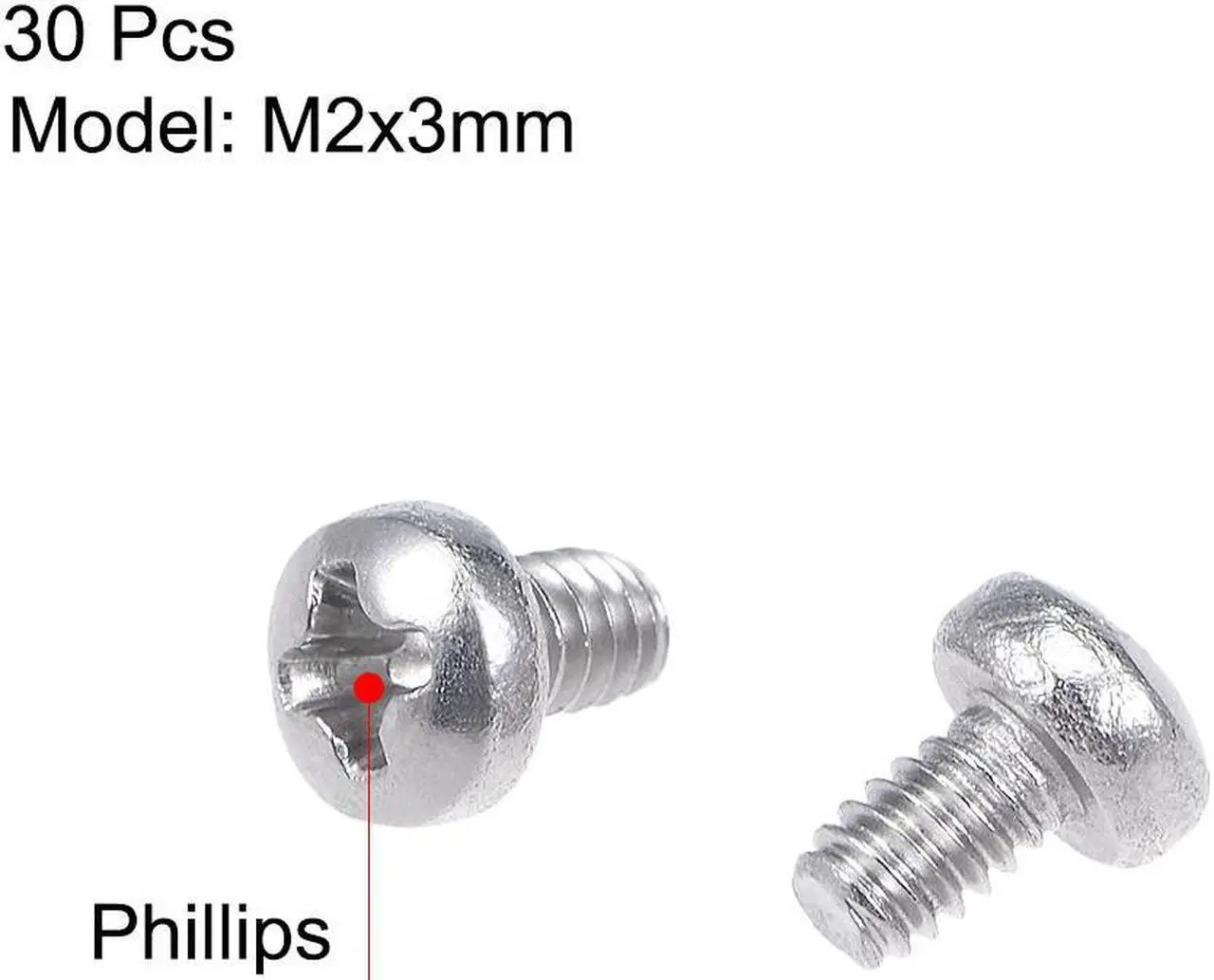 Alt view image 2 of 3 - M2x3mm Machine Screws Pan Phillips Cross Head Screw 304 Stainless Steel Fasteners Bolts 30Pcs