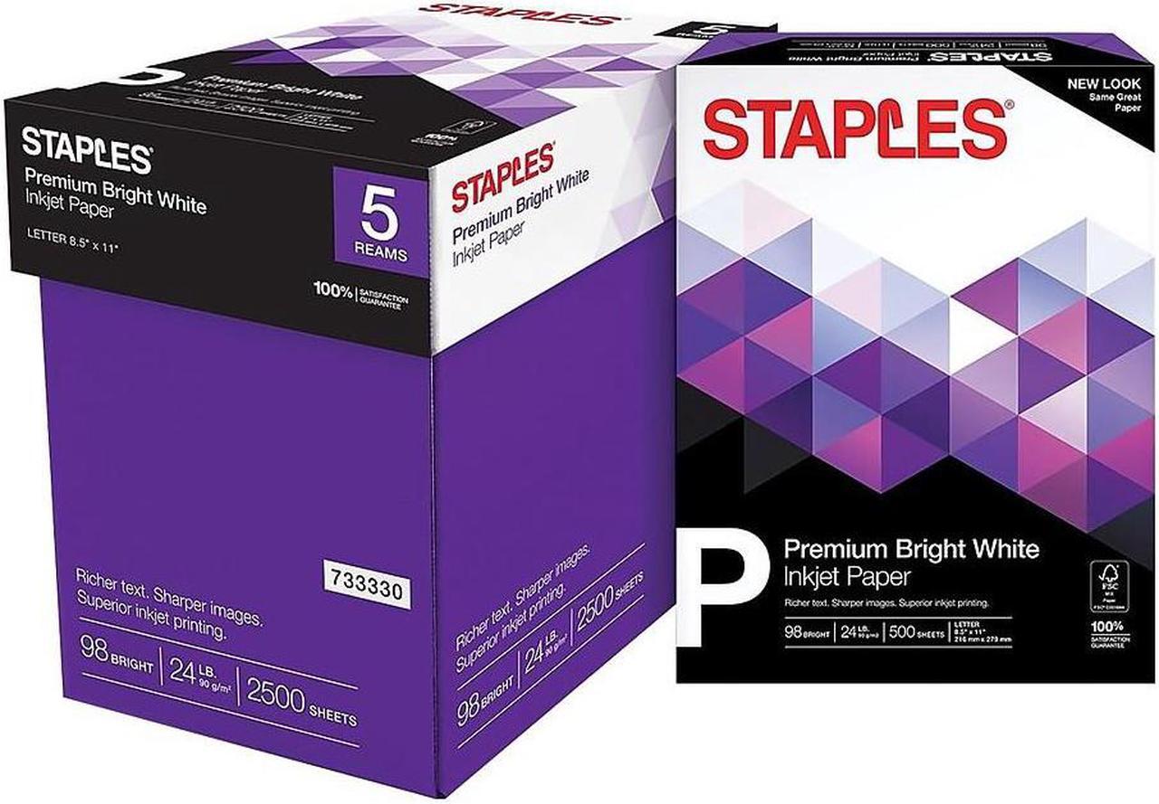 Main image of Staples Premium 8.5" x 11" Multipurpose Paper 24 lb 98B 500/RM 5 RM/CT 733330