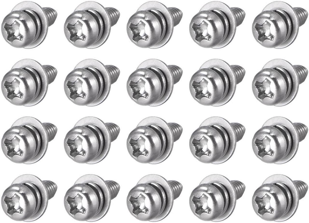 M3 x 6mm Stainless Steel Phillips Pan Head Machine Screws Bolts Combine with Spring Washer and Plain Washers 20pcs