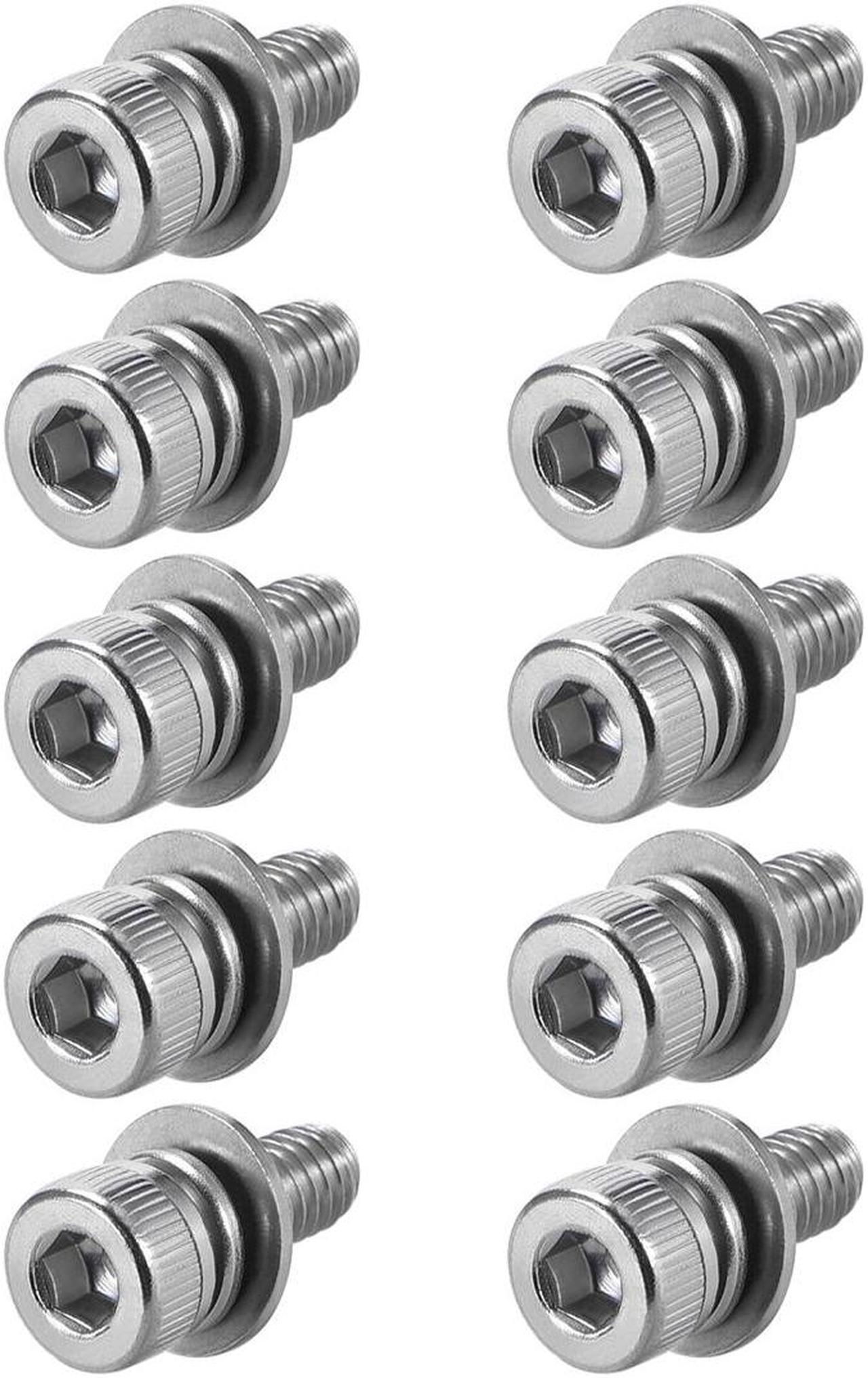 M4 x 10mm Stainless Steel Hex Socket Head Cap Screws Bolts Combine with Spring Washer and Plain Washers 10pcs