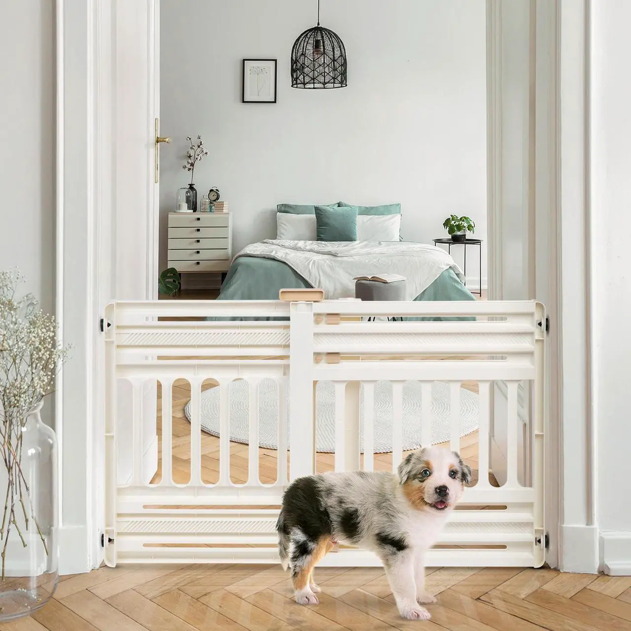 Alt view image 3 of 4 - IRIS 24 to 39" Portable Expandable Pet Gate, White