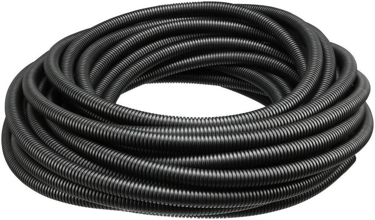 Corrugated Tube Conduit PP Polyethylene Tubing Flexible Pipe Hose Black 10mm Inner Dia 13mm Outer Dia. 15M Long