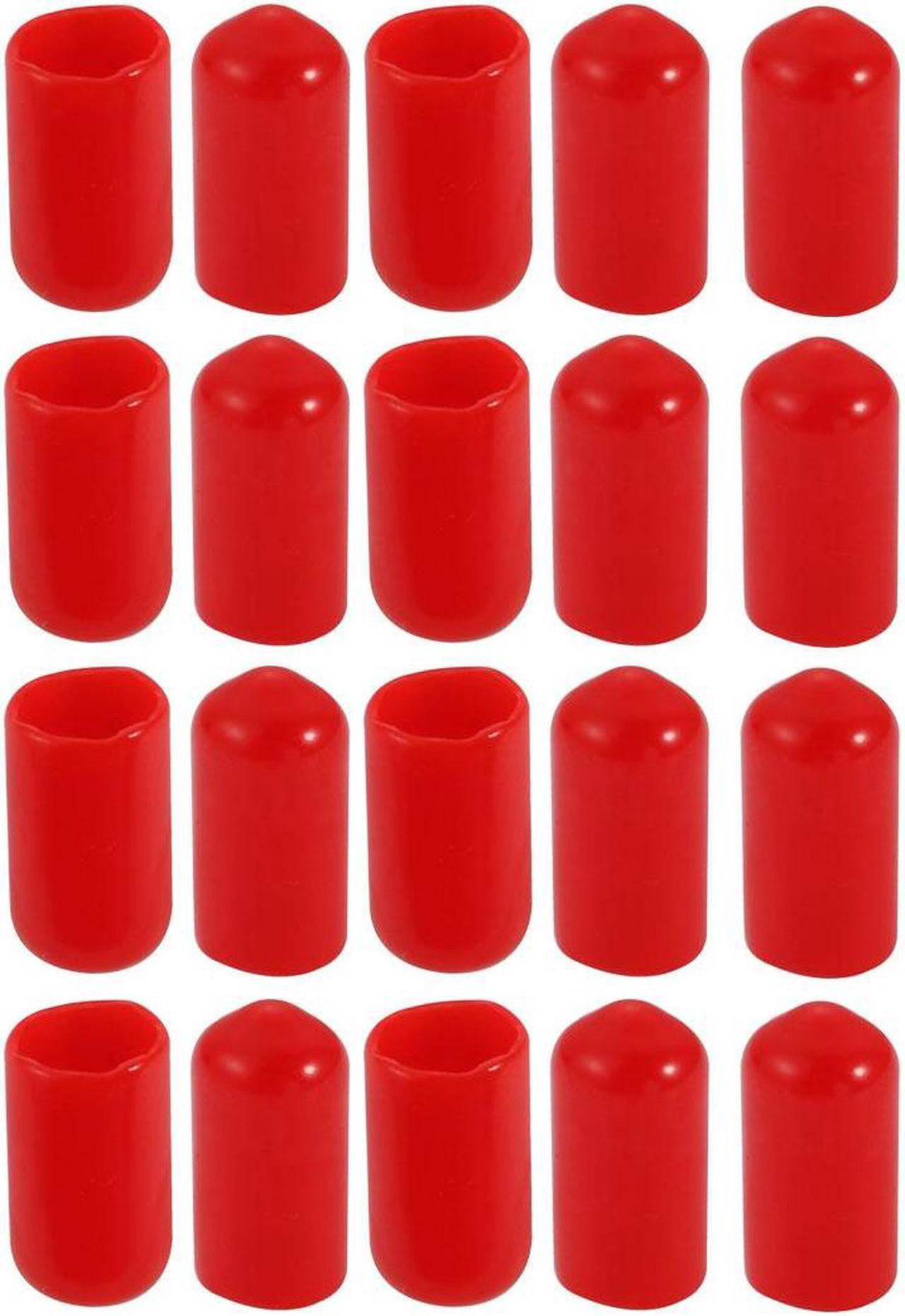 20Pcs 8mm Inner Dia PVC Flexible Vinyl End Cap Screw Thread Protector Red