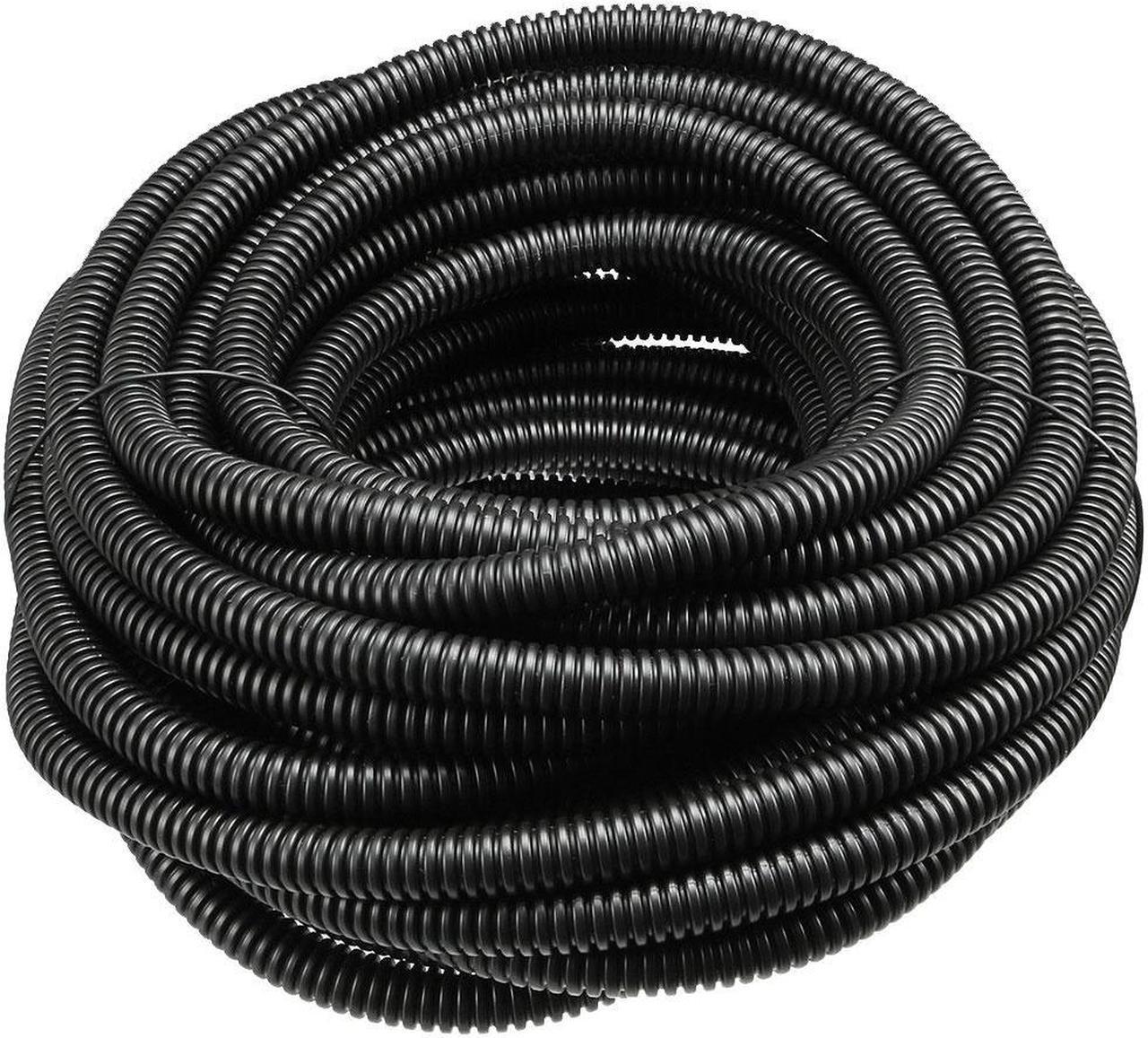 Corrugated Tube Conduit PP Polyethylene Tubing Flexible Pipe Hose Black 7.5mm Inner Dia 10.5mm Outer Dia. 12.5M Long