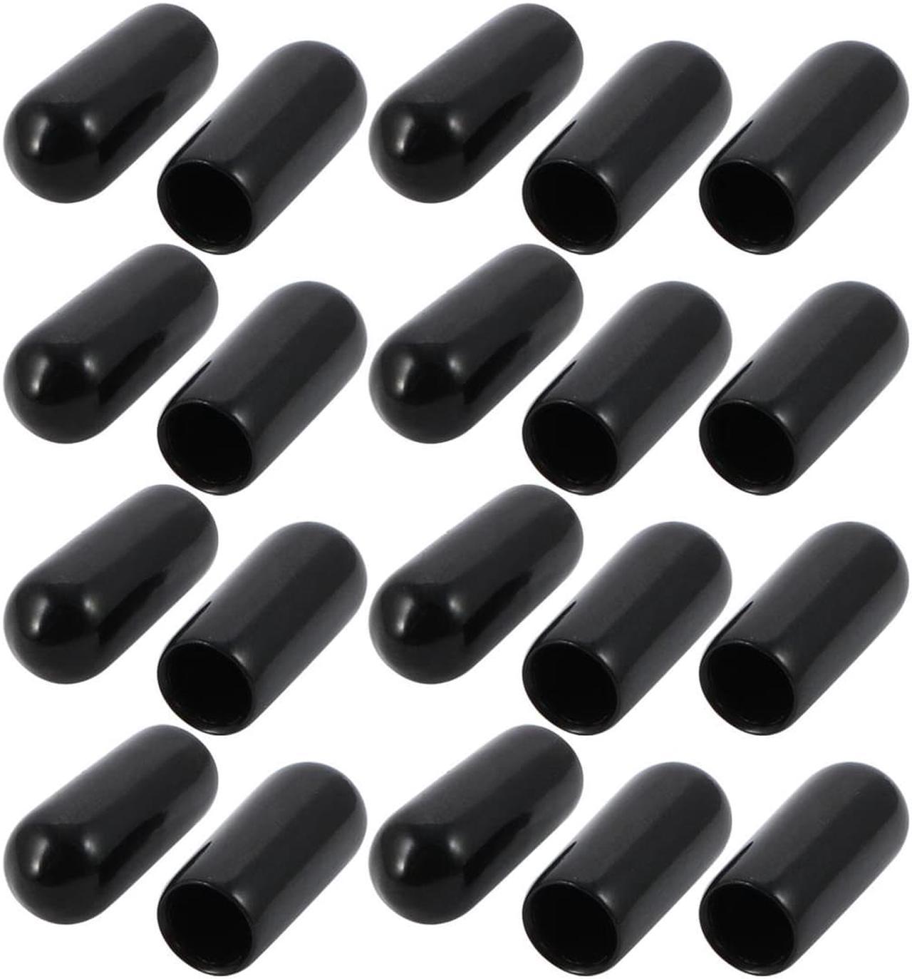 20Pcs 5mm Inner Dia PVC Flexible Vinyl End Cap Screw Thread Protector Cover Black