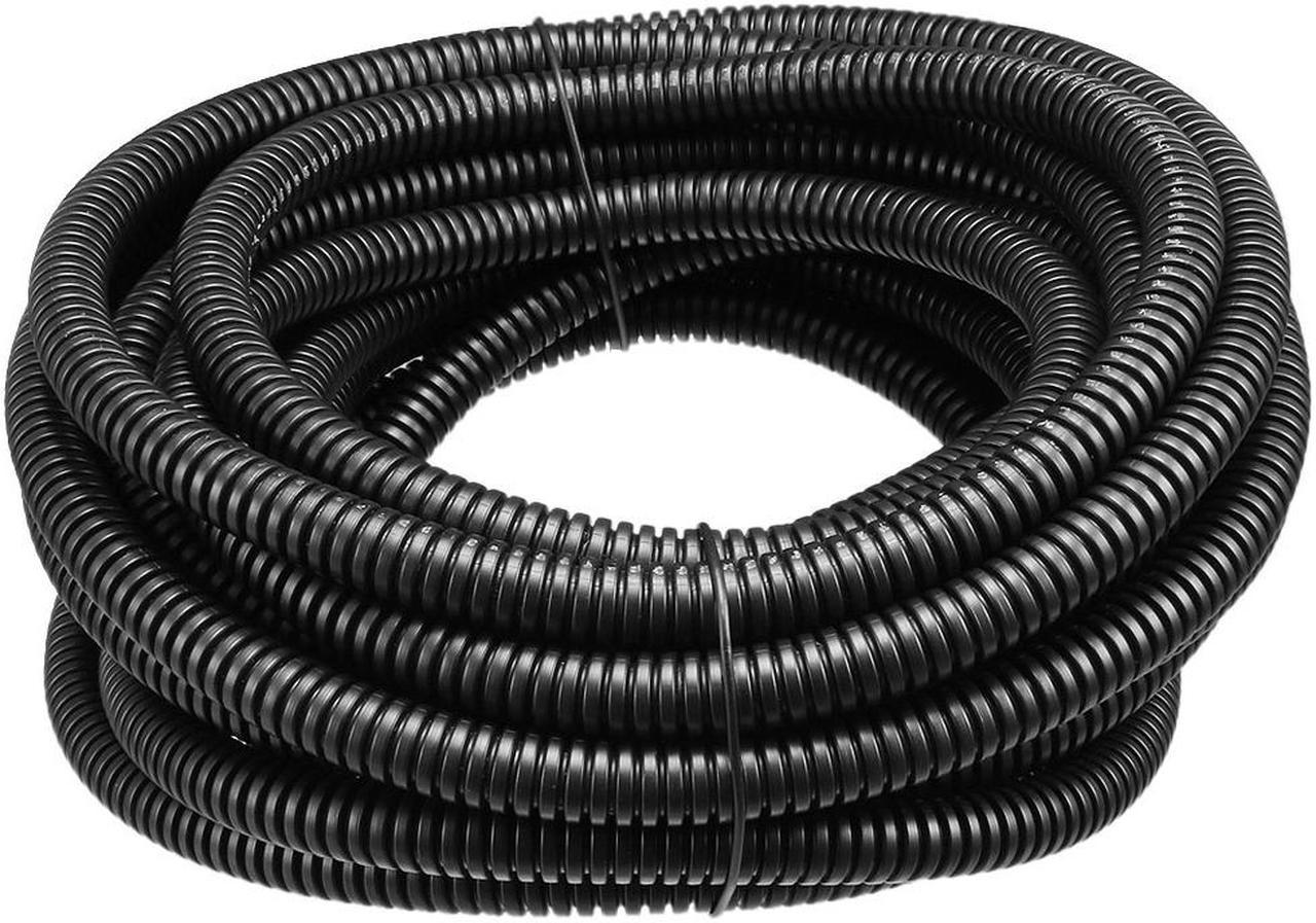 Corrugated Tube Conduit PP Polyethylene Tubing Flexible Pipe Hose Black 7mm Inner Dia 10mm Outer Dia. 7M Long