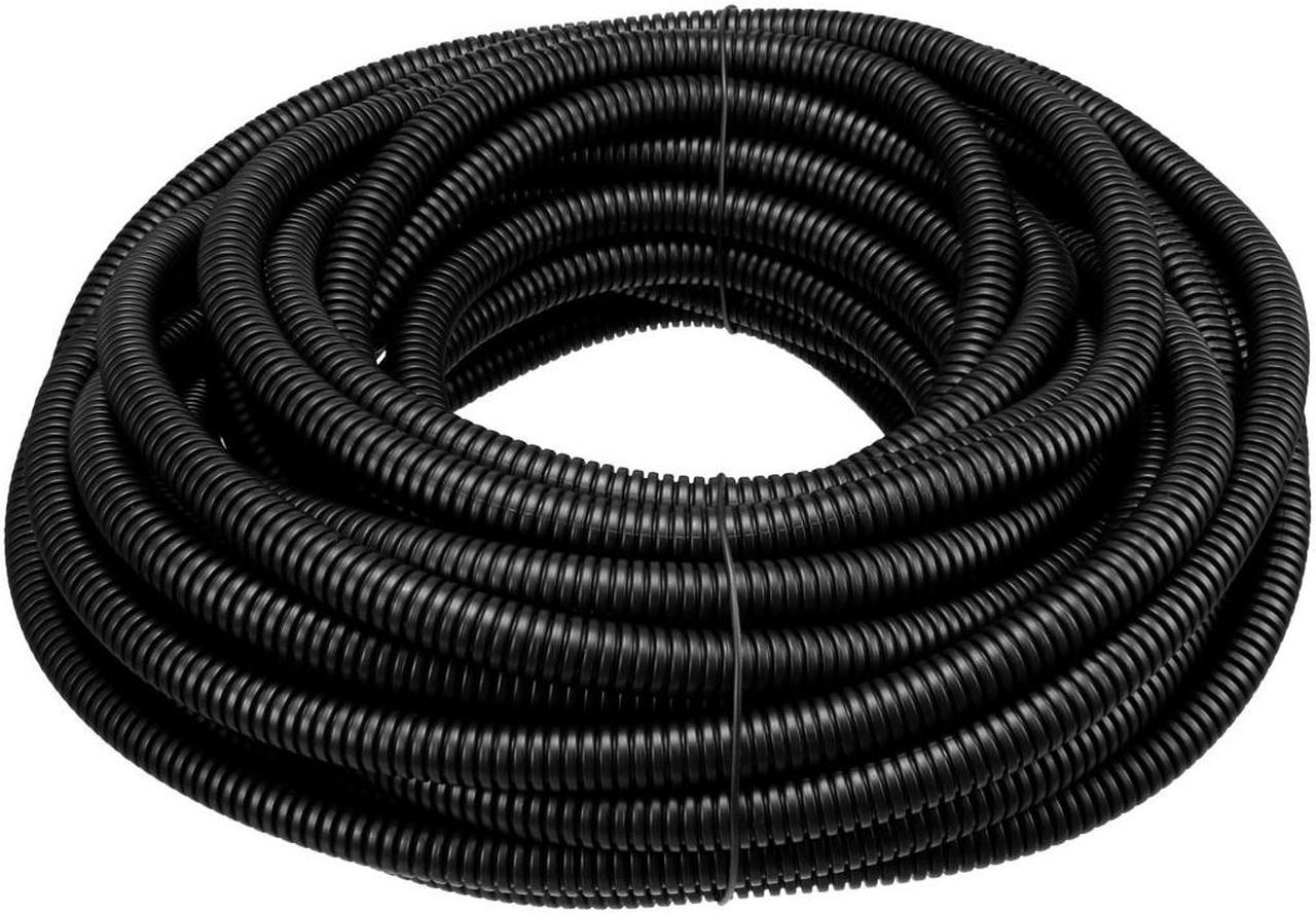 Corrugated Tube Conduit PP Polyethylene Tubing Flexible Pipe Hose Black 8.5mm Inner Dia 11.5mm Outer Dia. 11M Long