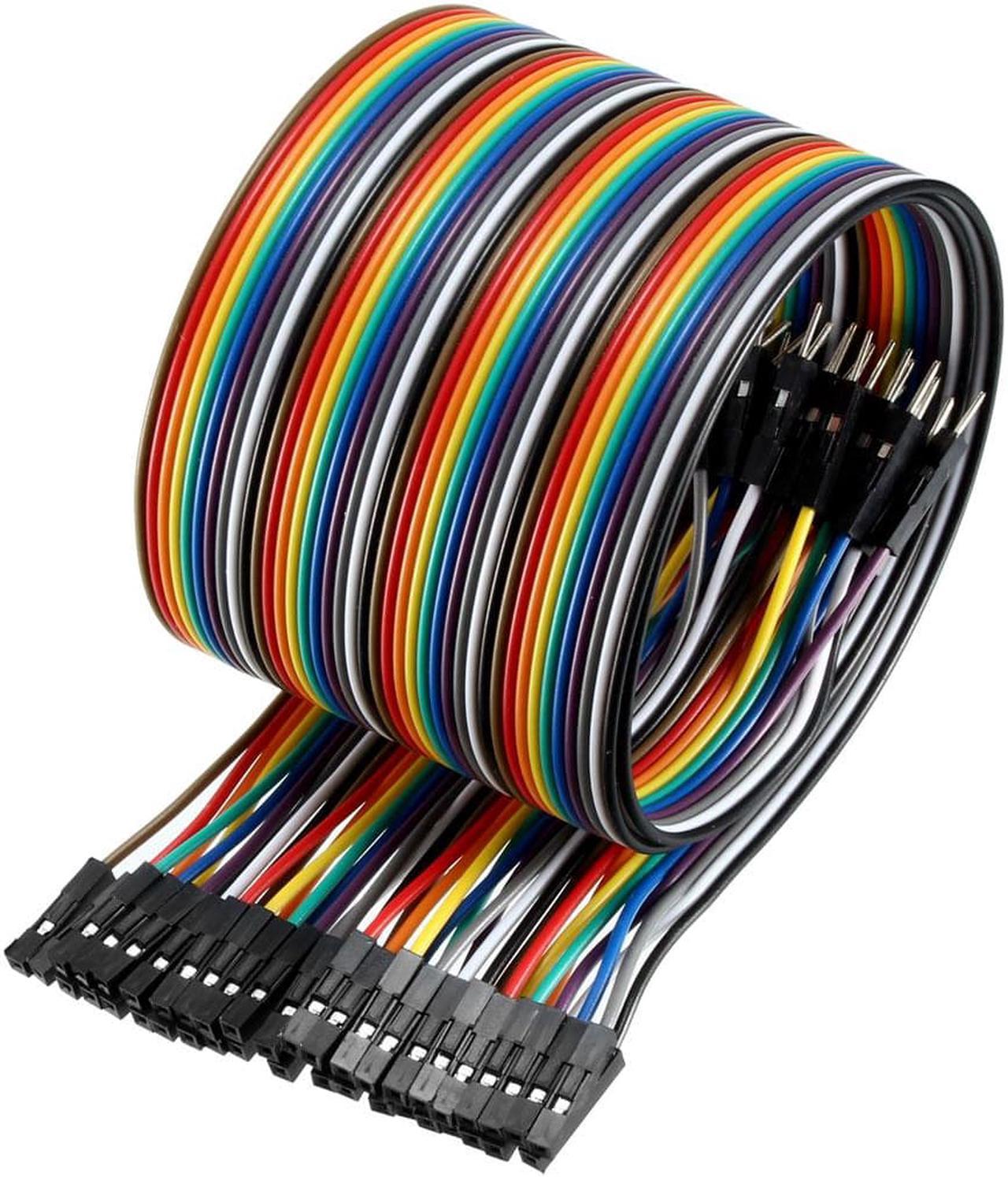 Male to Female 40Pin Breadboard Jumper Wire 2.54mm Pitch Ribbon Cable 50cm Long