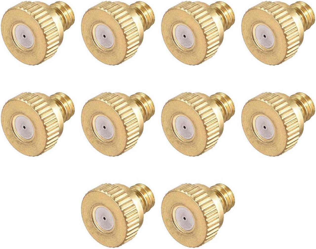 Brass Misting Nozzle - 10/24 UNC 0.5mm Orifice Dia Replacement Heads for Outdoor Cooling System - 10 Pcs