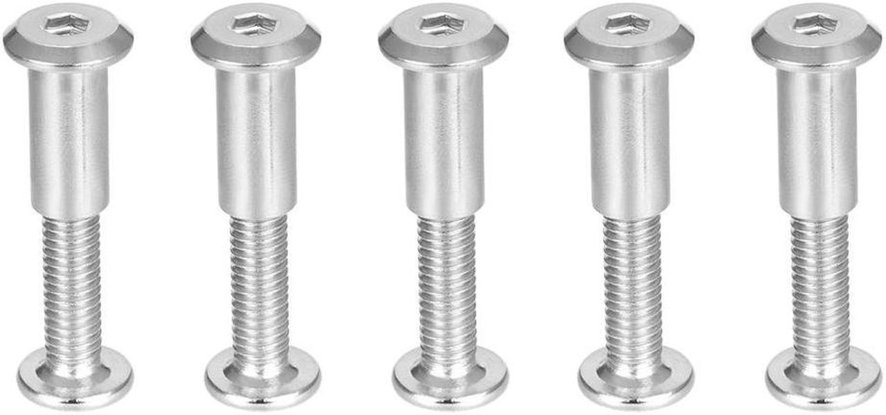 Hex Socket Screw Post Binding Screws Leather Fastener, M6x25mm, Stainless Steel, 5 Sets