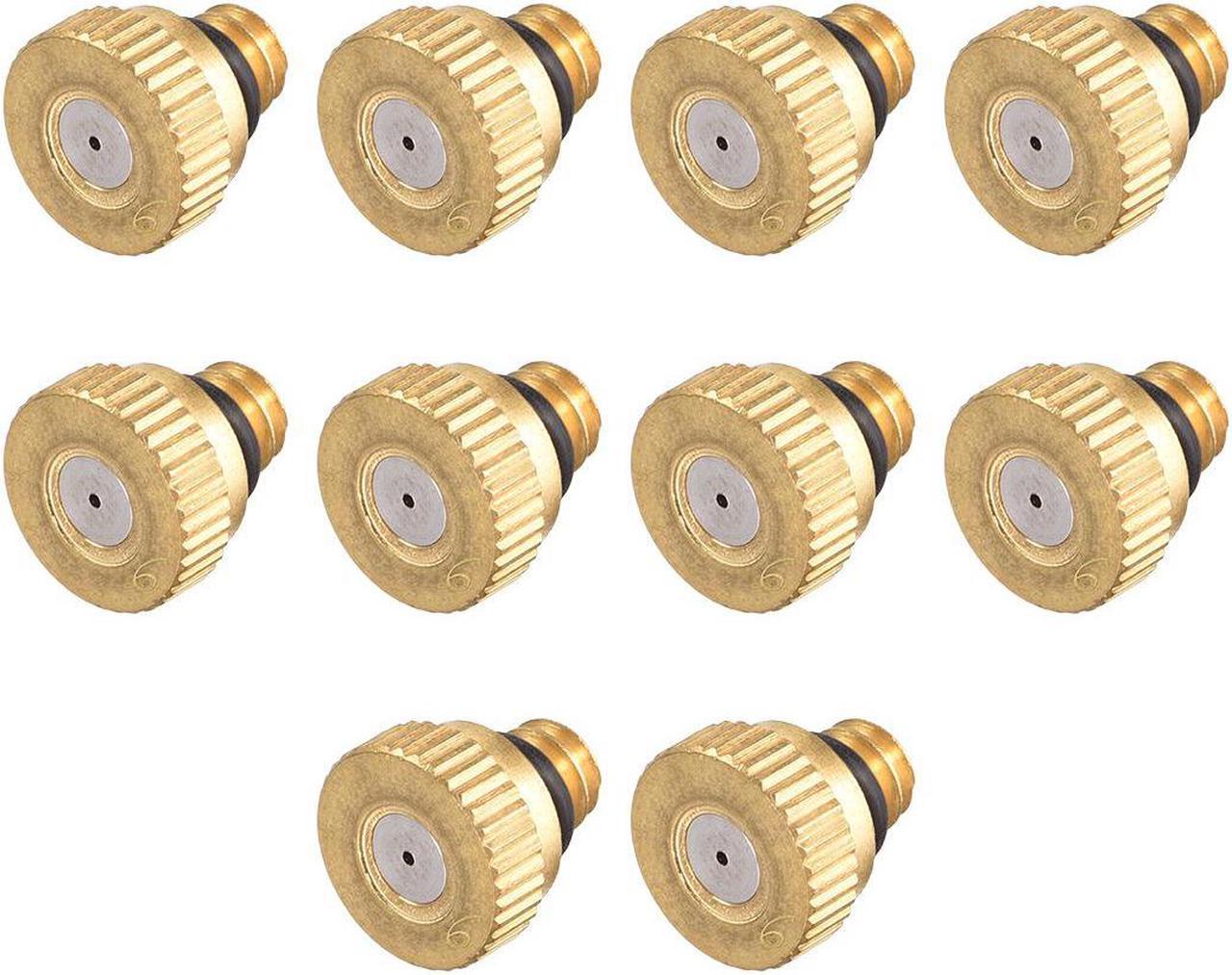 Brass Misting Nozzle - 10/24 UNC 0.6mm Orifice Dia Replacement Heads for Outdoor Cooling System - 10 Pcs