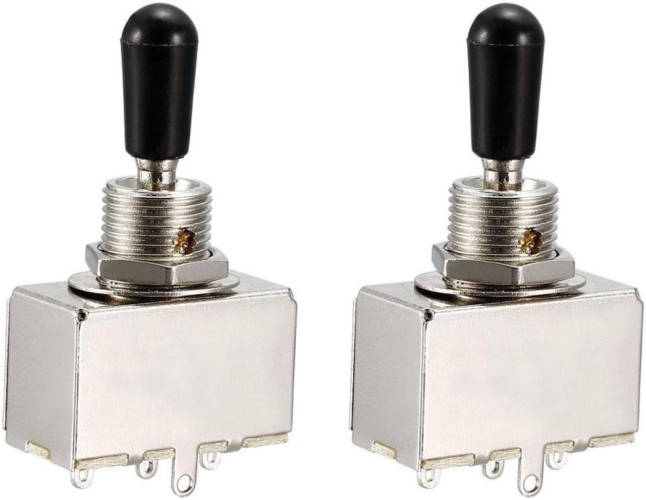 Metal Electric Guitar 3 Way Box Toggle Switch for Les Paul with Black Knob 2pcs