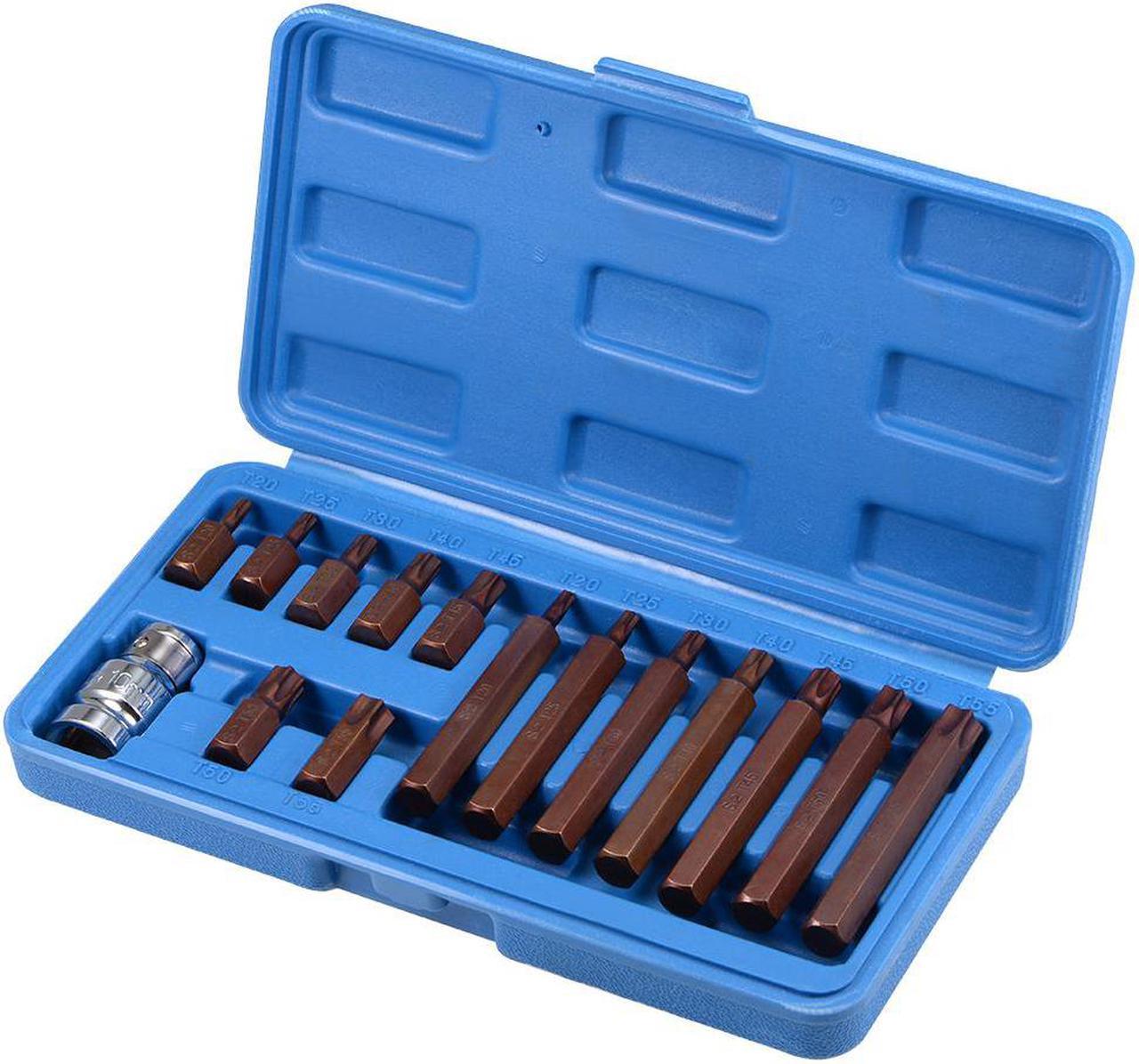 1/2-Inch Drive Socket and Torx Bit Set T20 T25 T30 T40 T45 T50 T55 S2 Steel 15 Pcs