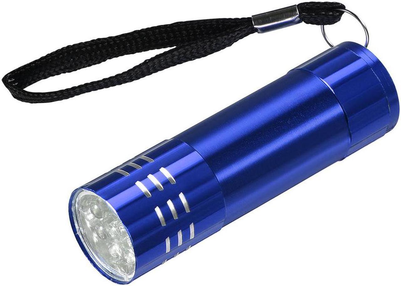 UV Mini 9 LED Aluminum Flashlight Ultraviolet Blacklight Torch with Lanyard AAA Battery Not Included Blue